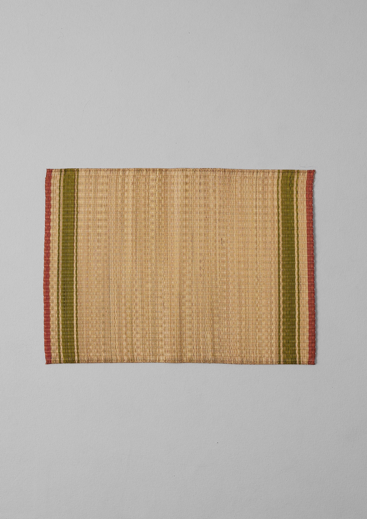 Natural Olive Madur Grass Border Stripe Placemat