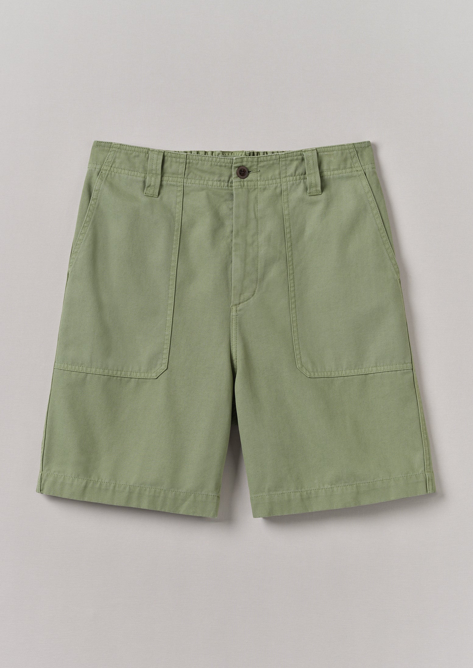 Light Sage Cotton Canvas Shorts