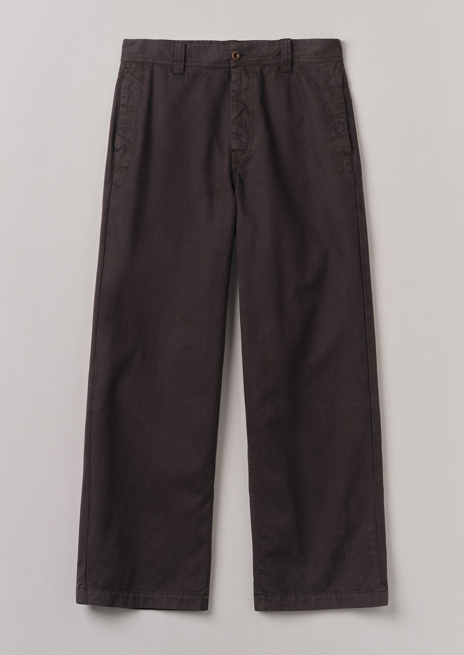 Cocoa Bean Cotton Canvas Wide-Leg Pants