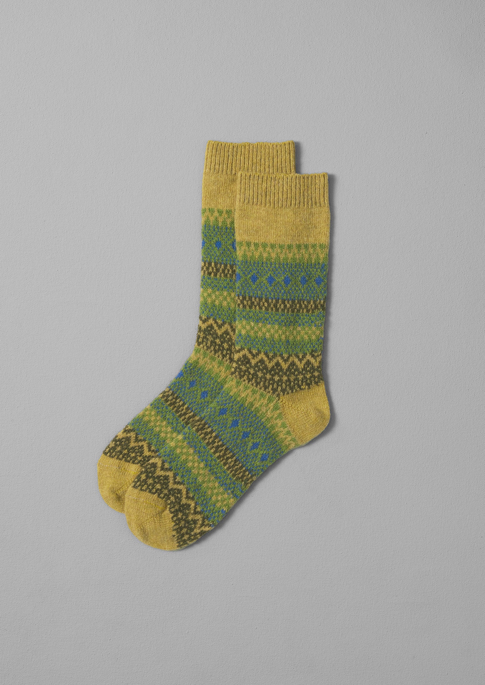 Green Jacquard Wool Socks for Men & Women