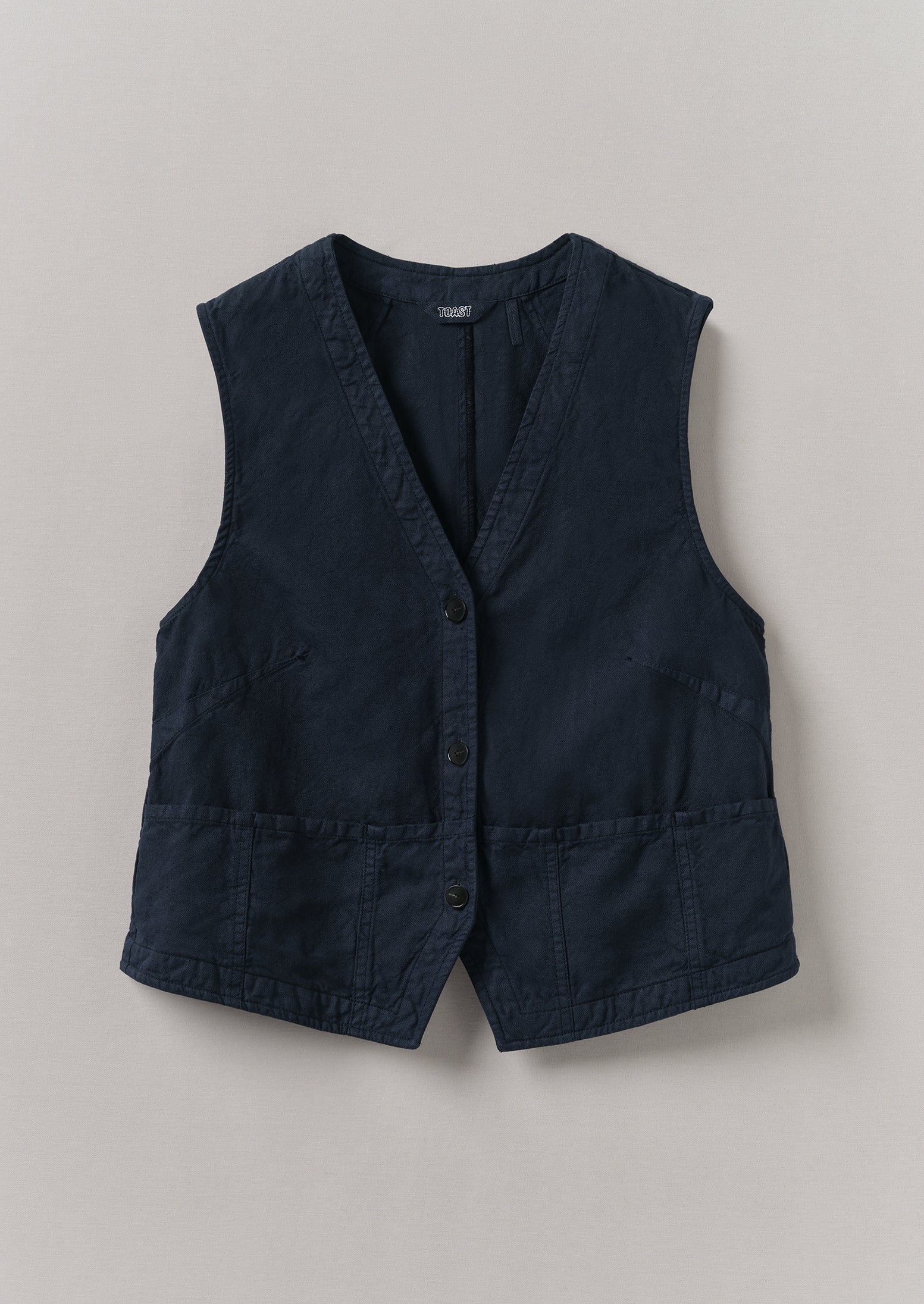 Anthracite Cotton Linen Waistcoat Top