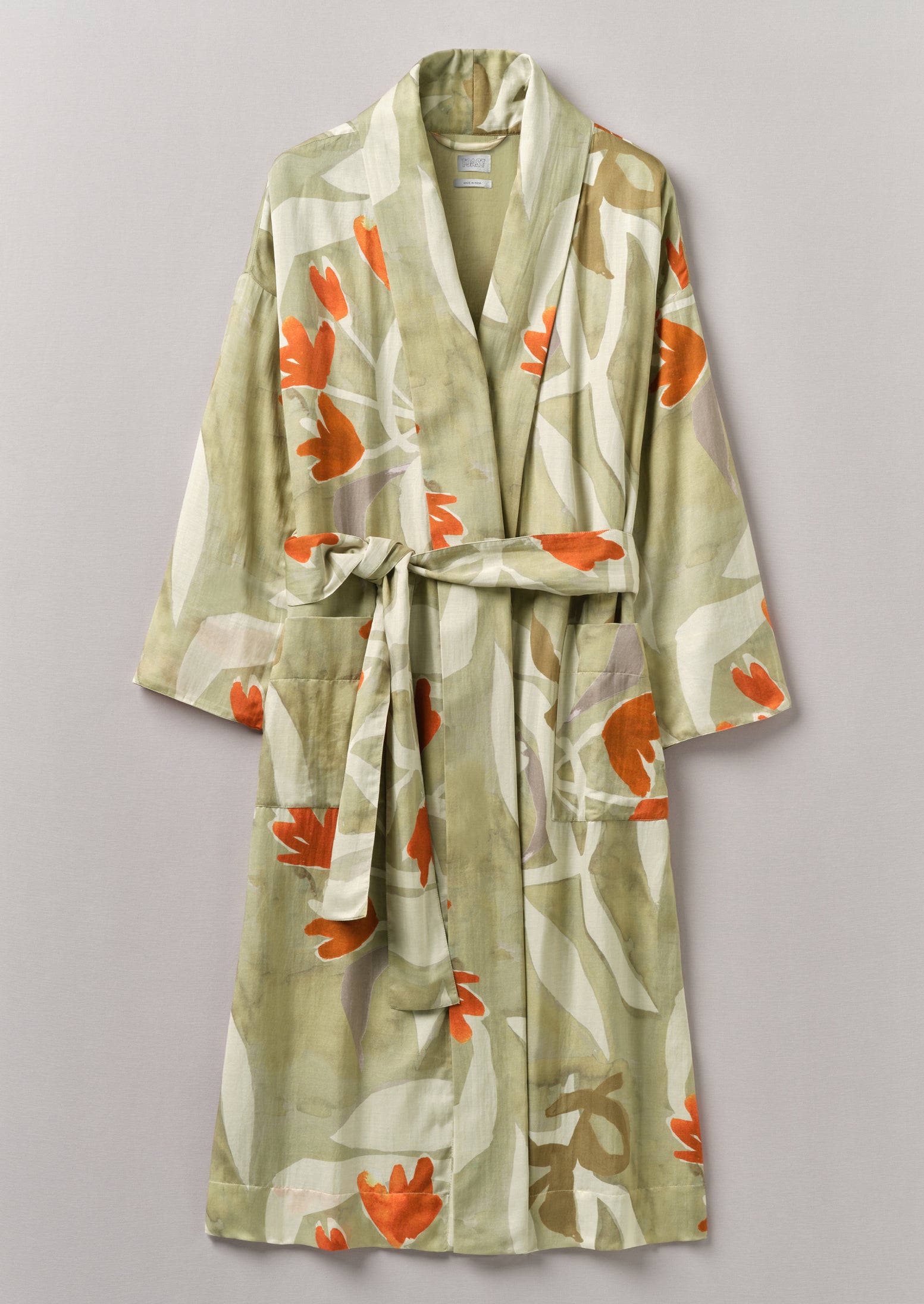 Sage Floral Silk-Cotton Watercolor Gown