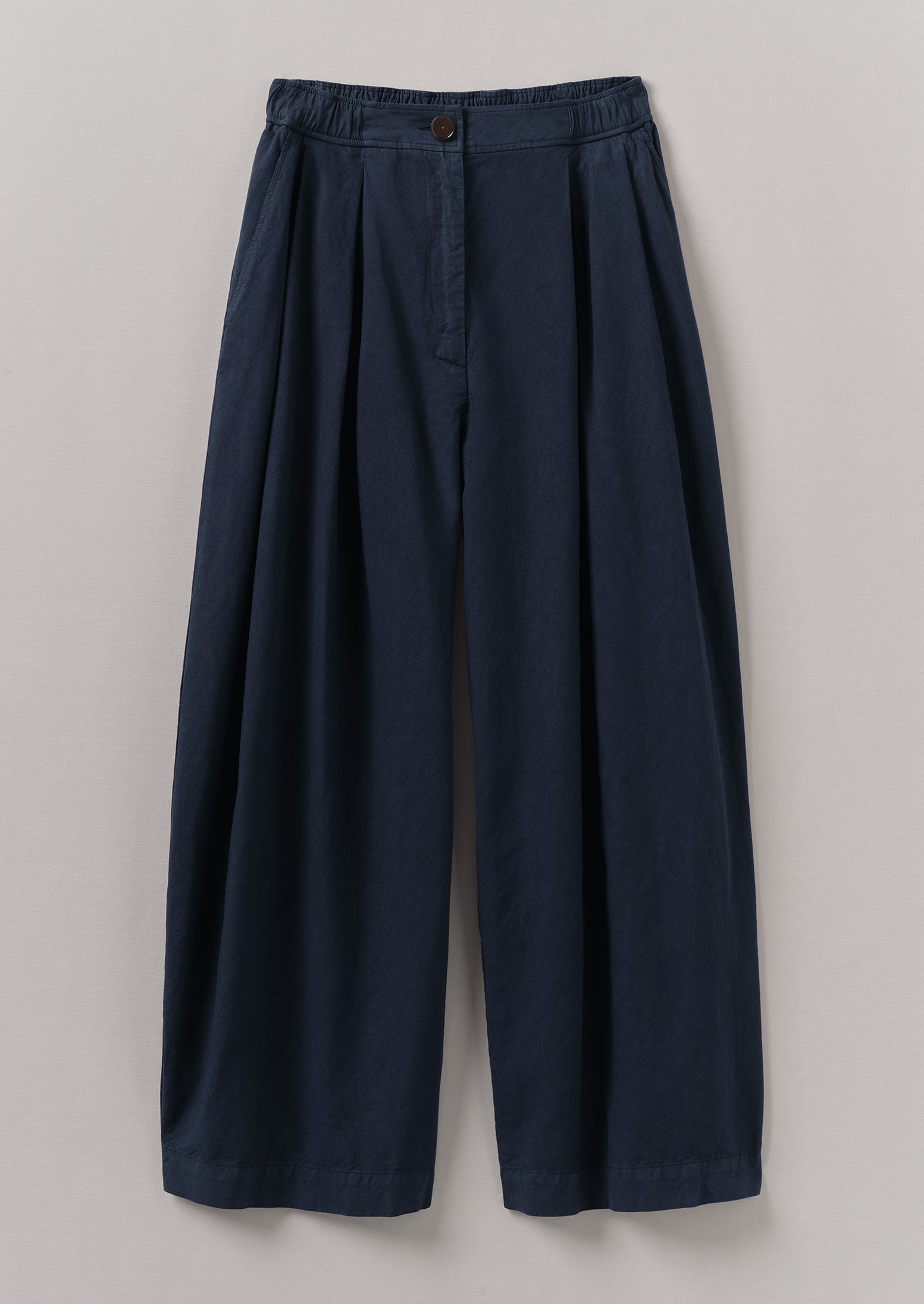 Anthracite Cotton Linen Wide-Leg Pants