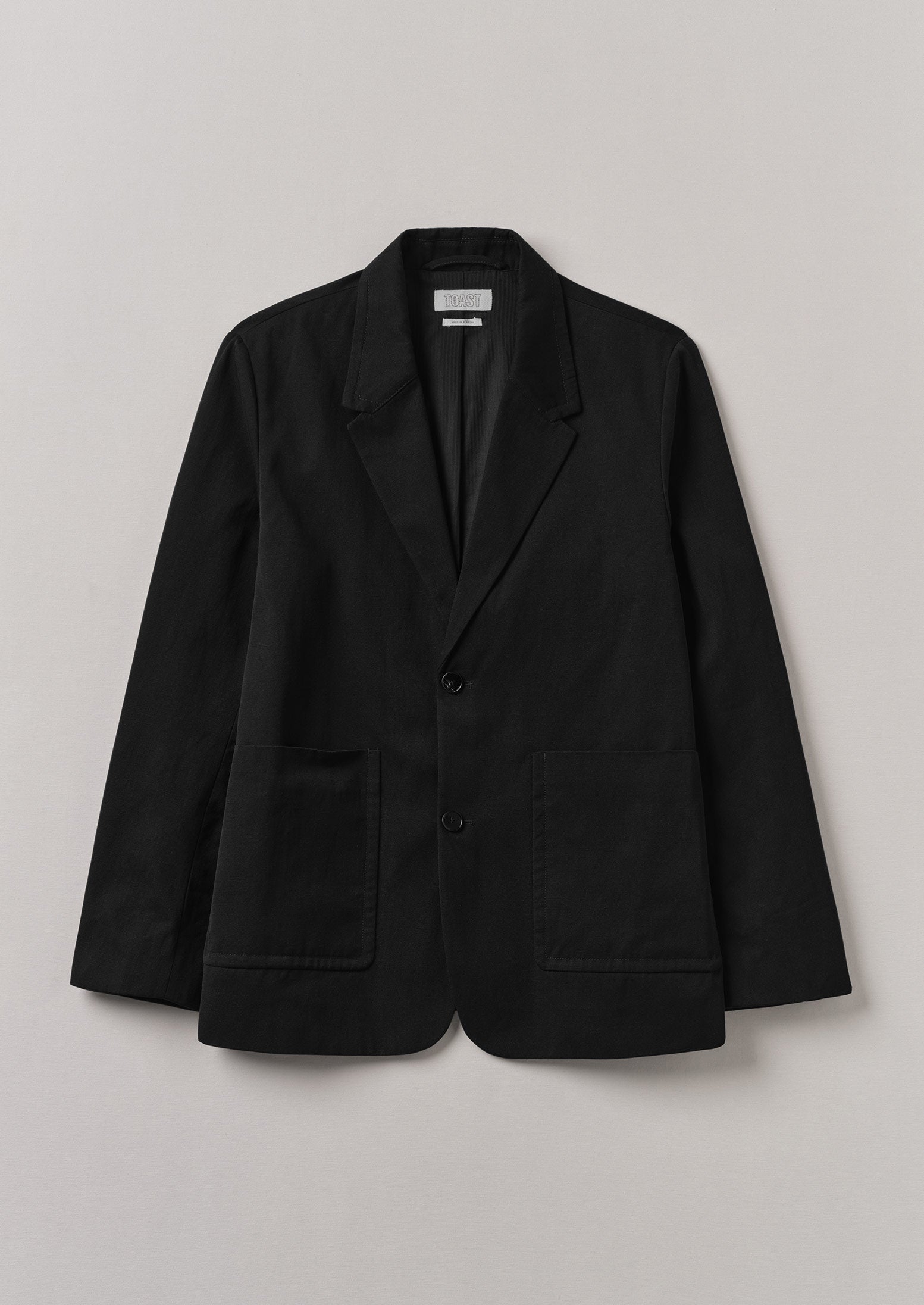 Black Cotton Linen Twill Blazer for Work & Casual