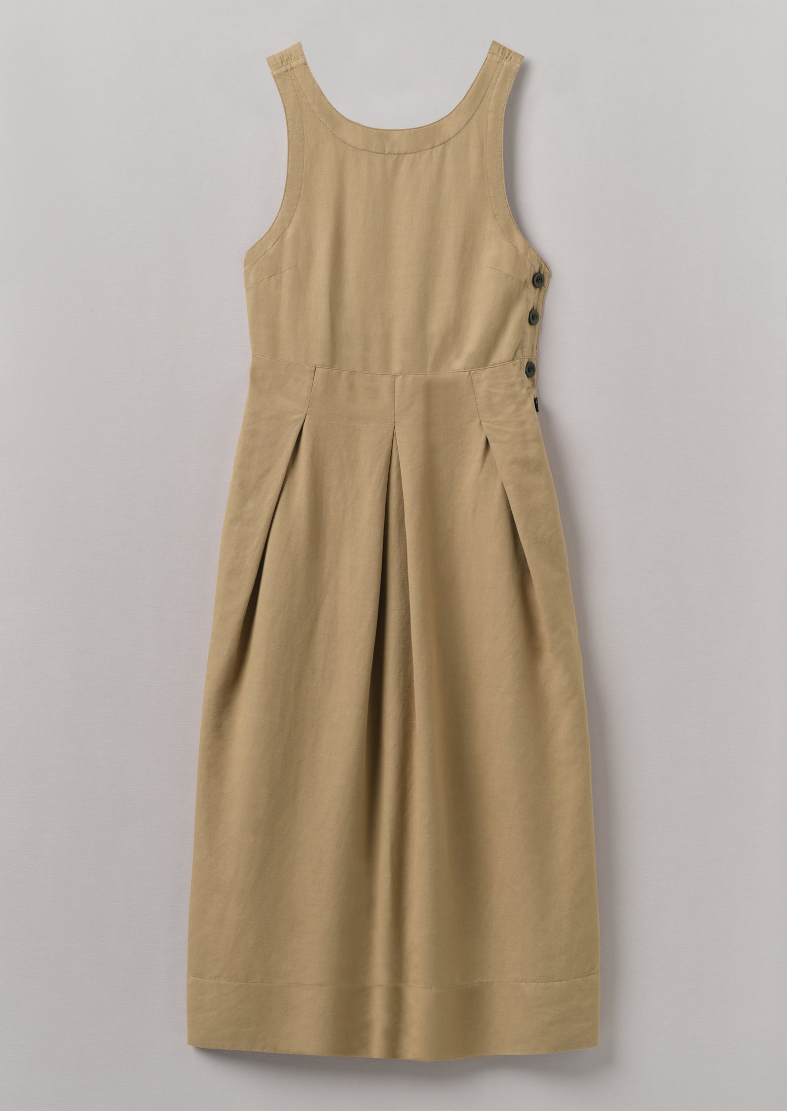 Ash Brown Cotton Linen Twill Pinafore Dress