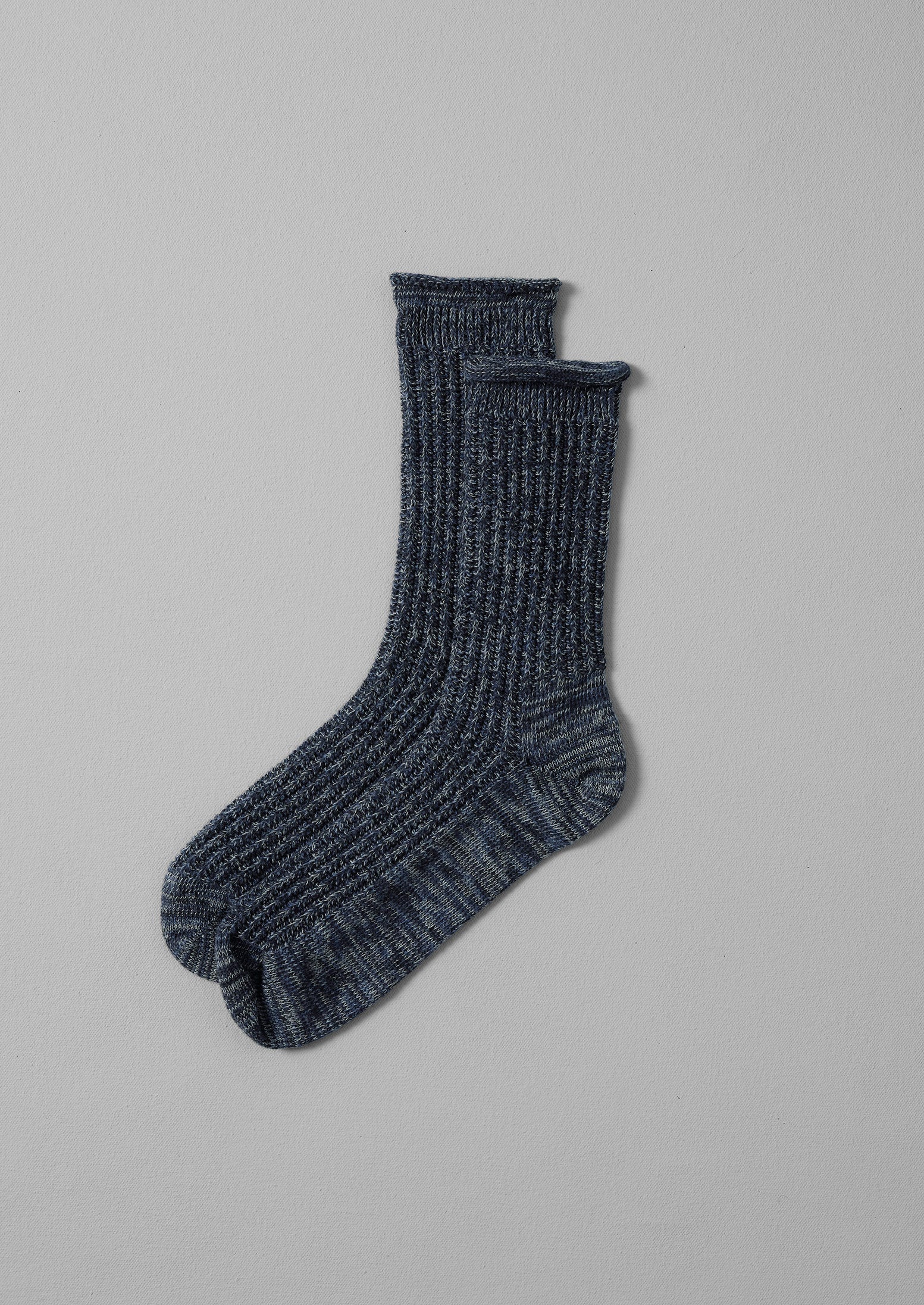 Denim Marl Cotton Ribbed Socks