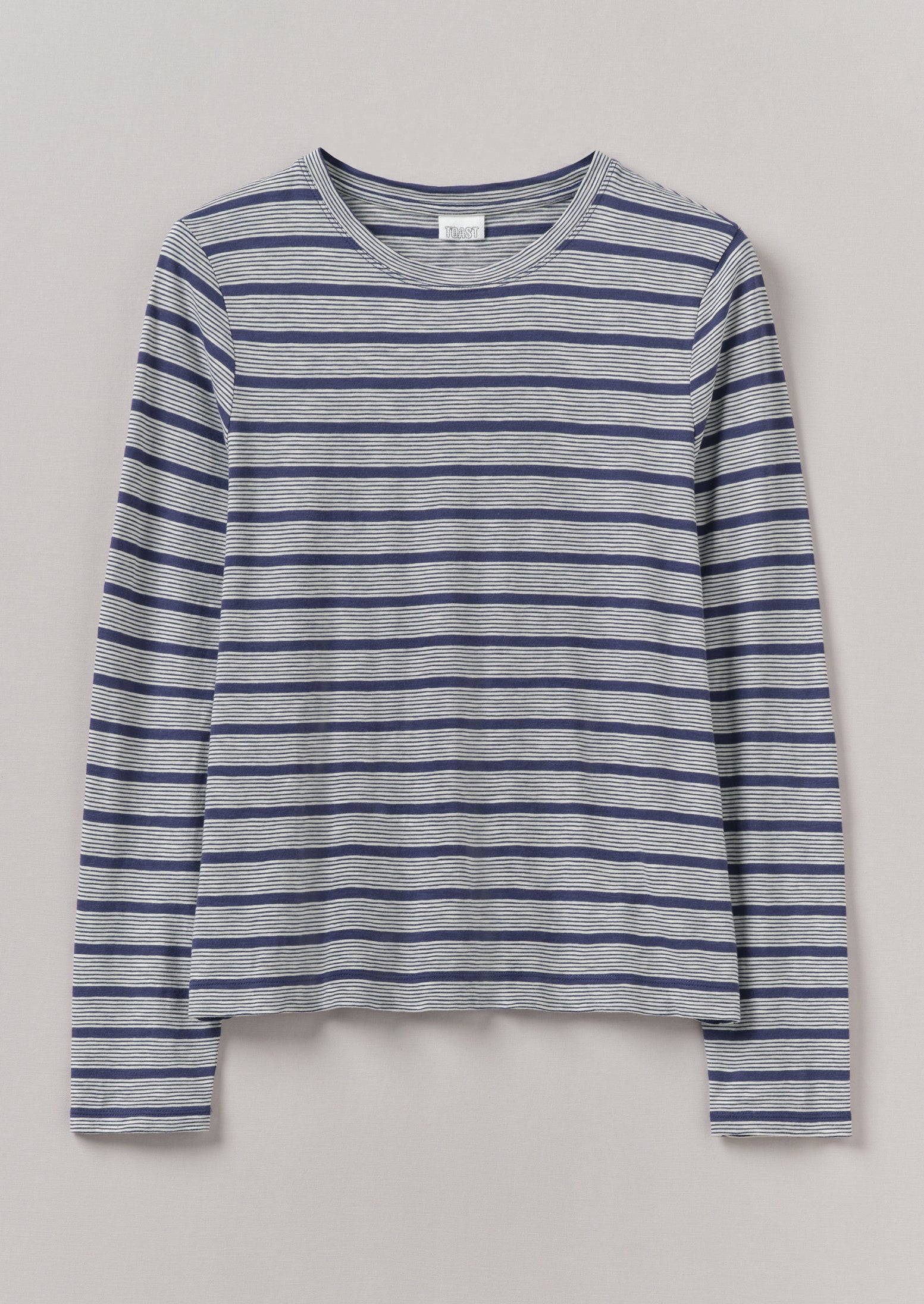 Classic Stripe Crewneck Tee in Ecru & Royal Blue
