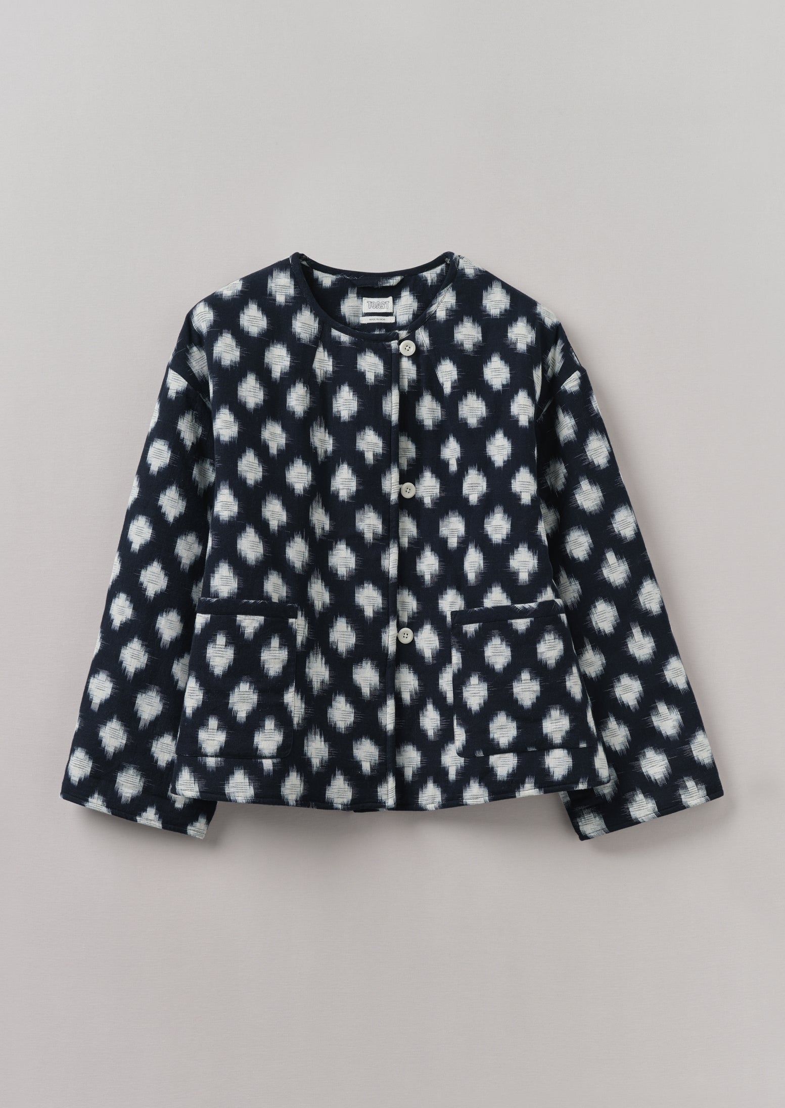Indigo Ikat Quilted Cotton Jacket – Crosshatch Design