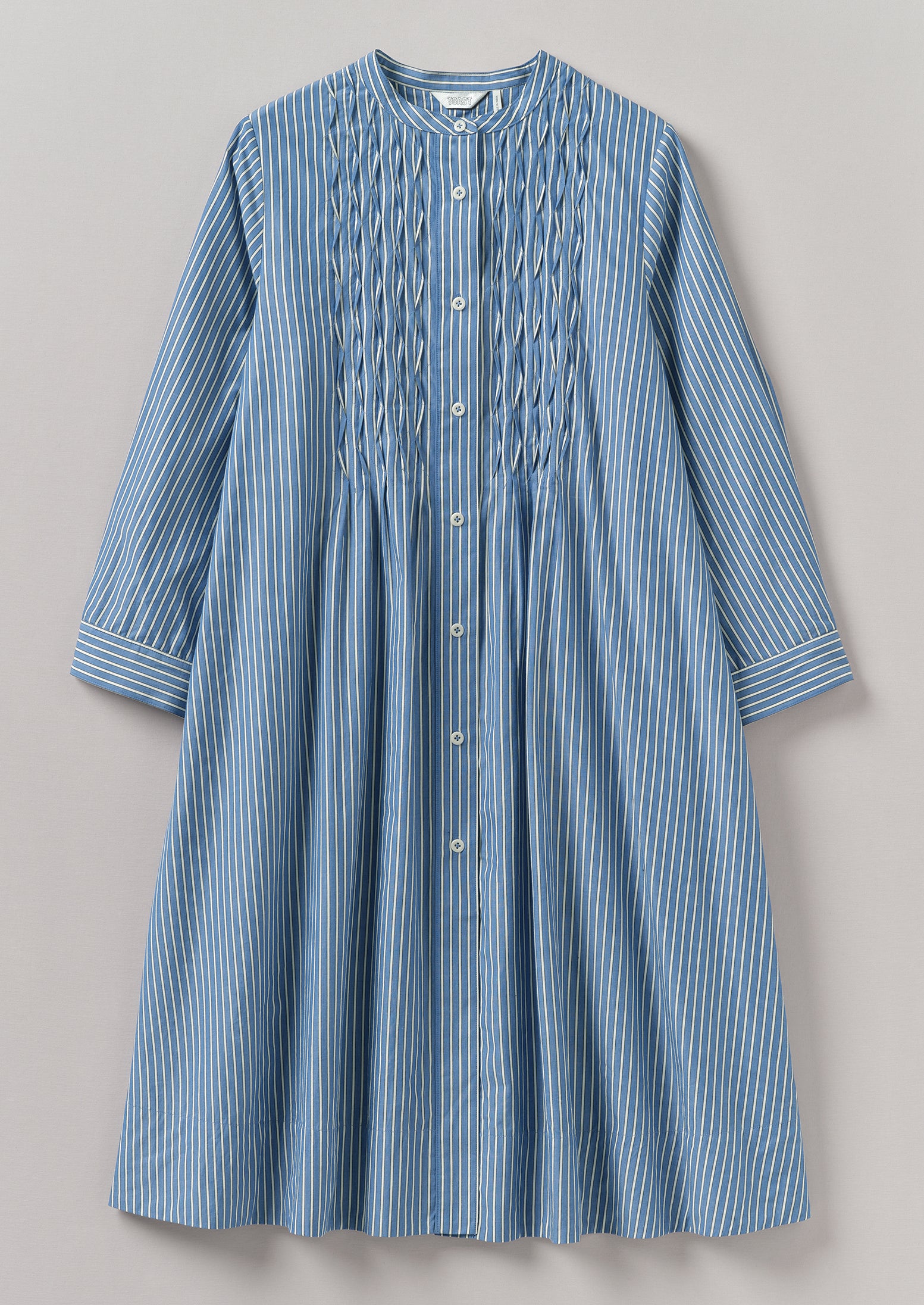 Chambray Blue Cotton Pintuck Dress – Casual & Stylish