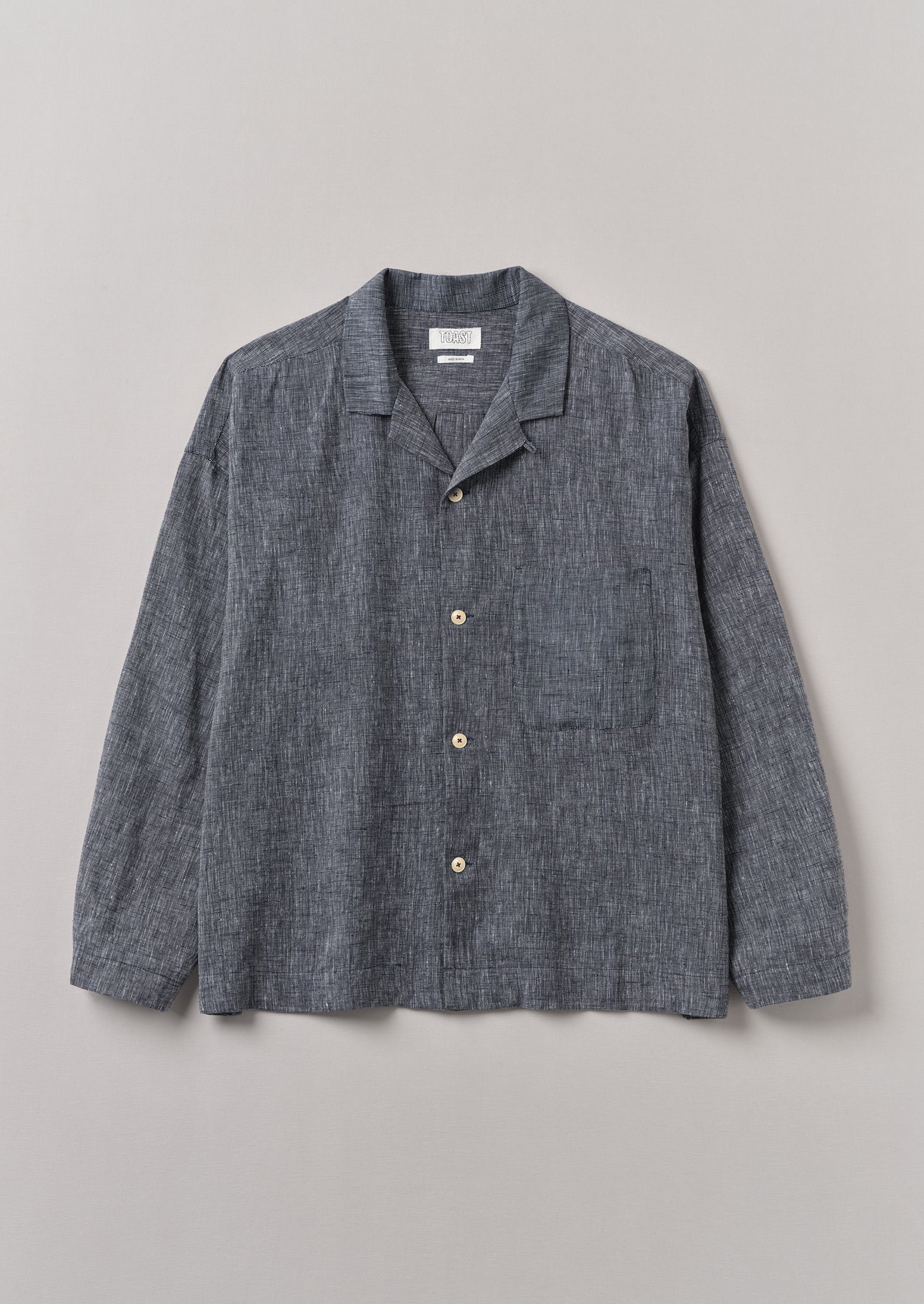 Blue Melange Linen-Cotton Shirt