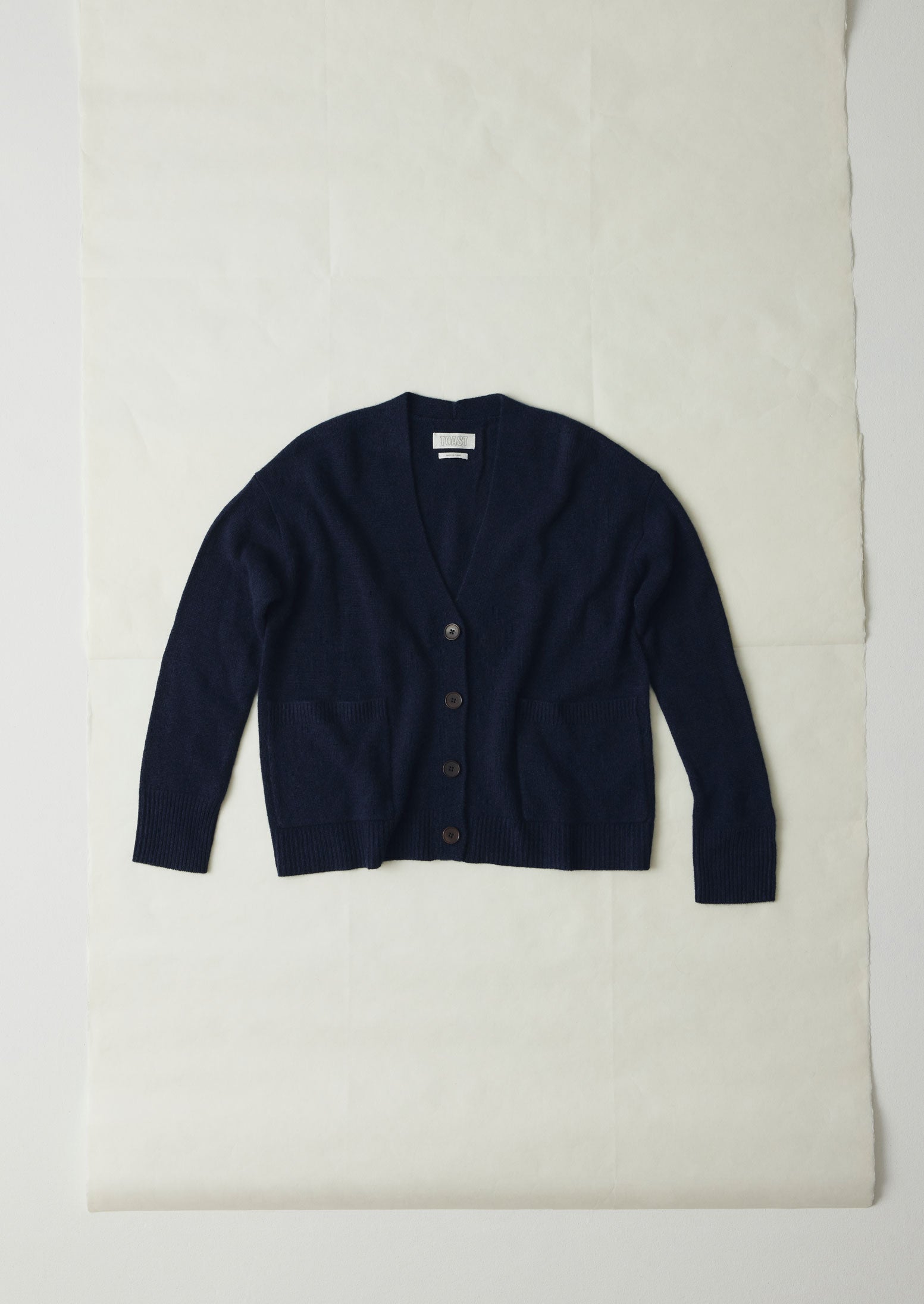 Dark Navy Wool Cashmere Boxy Cardigan – Ffion