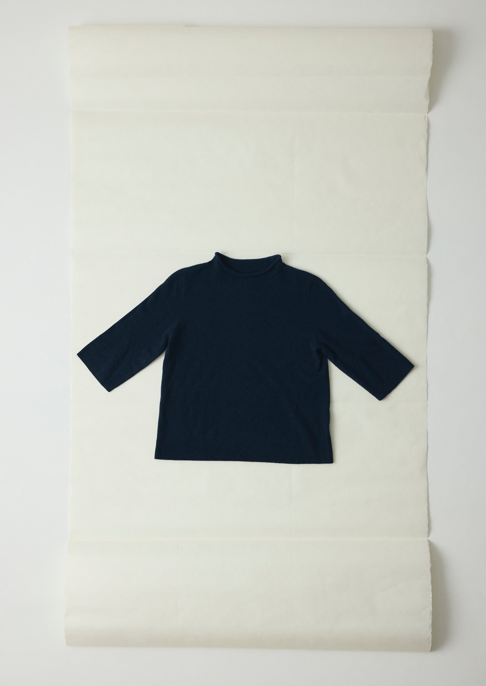 Dark Navy Cashmere Half-Sleeve Sweater for Men