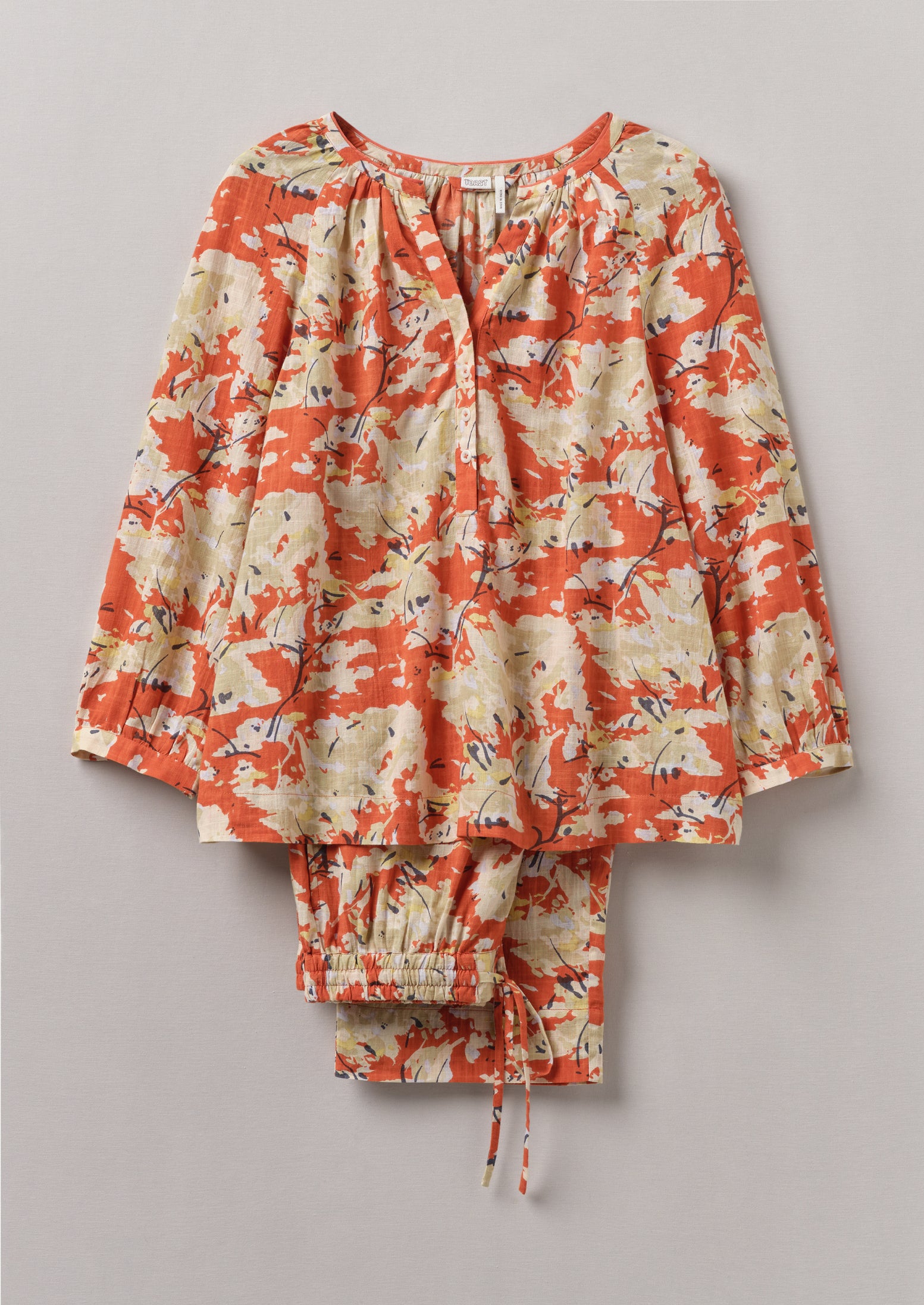 Burnt Ginger Abstract Blossom Cotton Pajamas