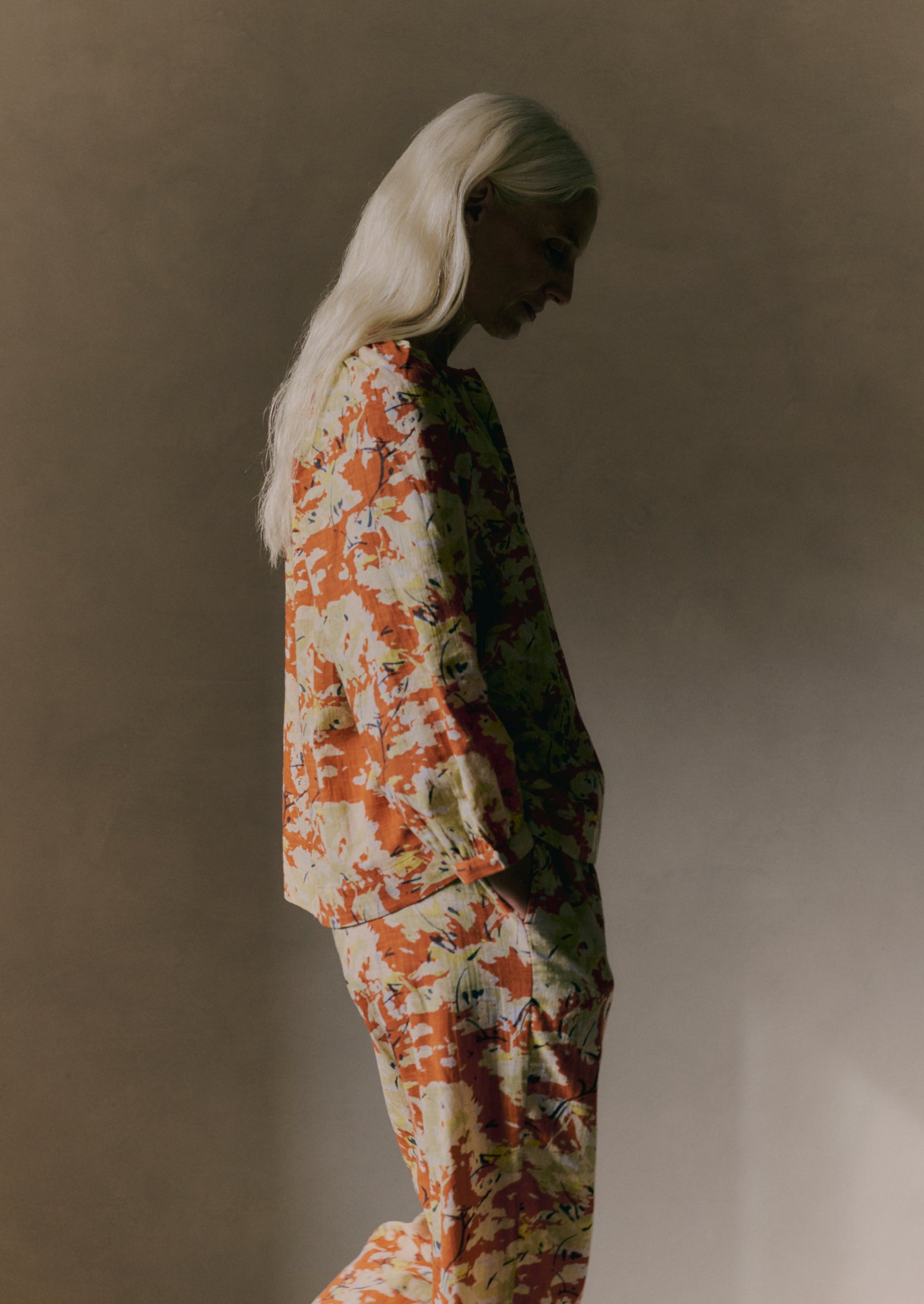 Burnt Ginger Abstract Blossom Cotton Pajamas