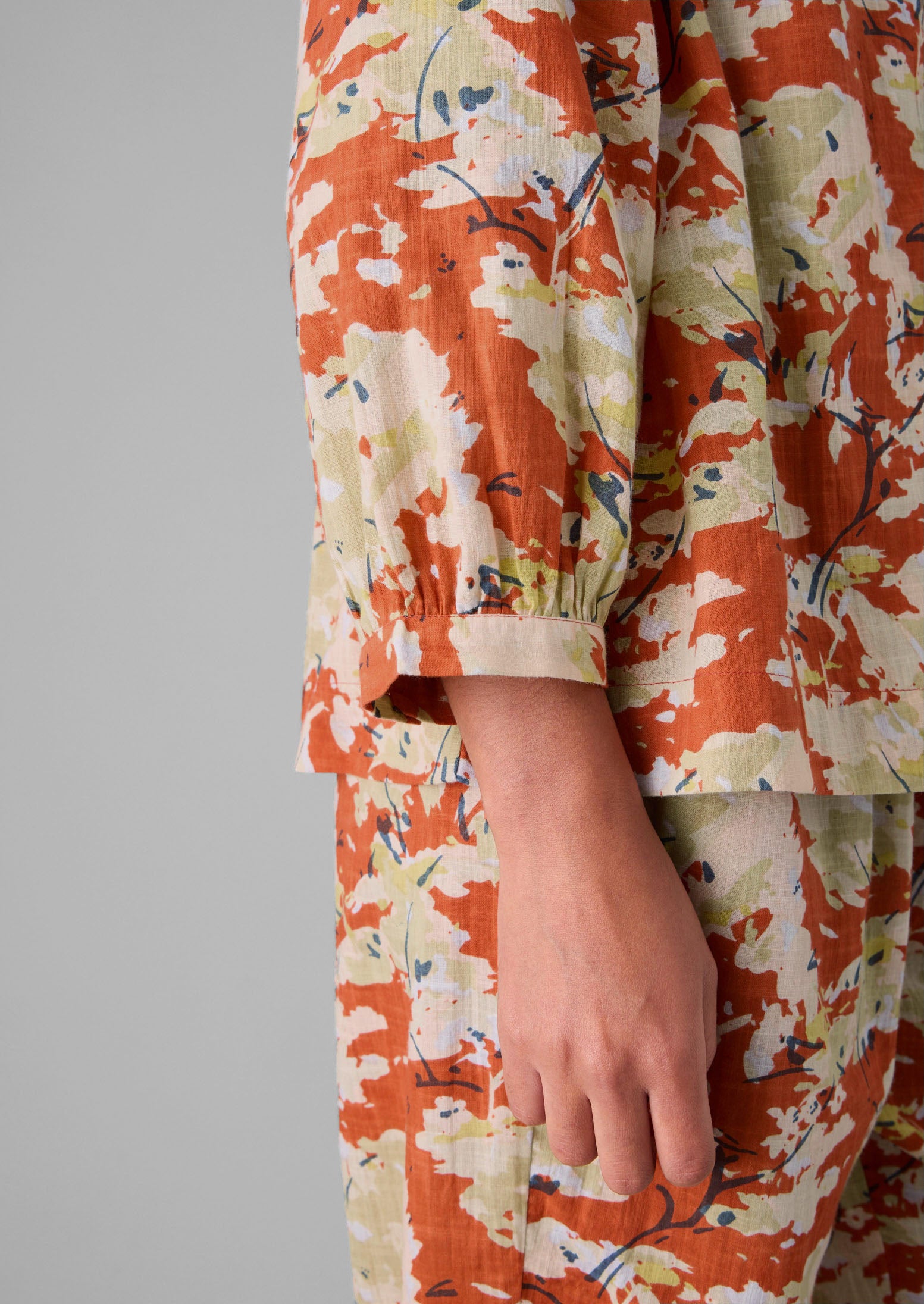 Burnt Ginger Abstract Blossom Cotton Pajamas