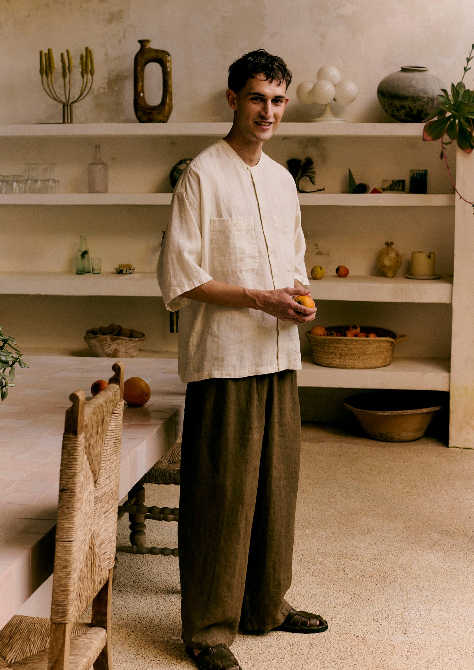 Pear Linen Drawstring Pants | Soft Garment-Dyed