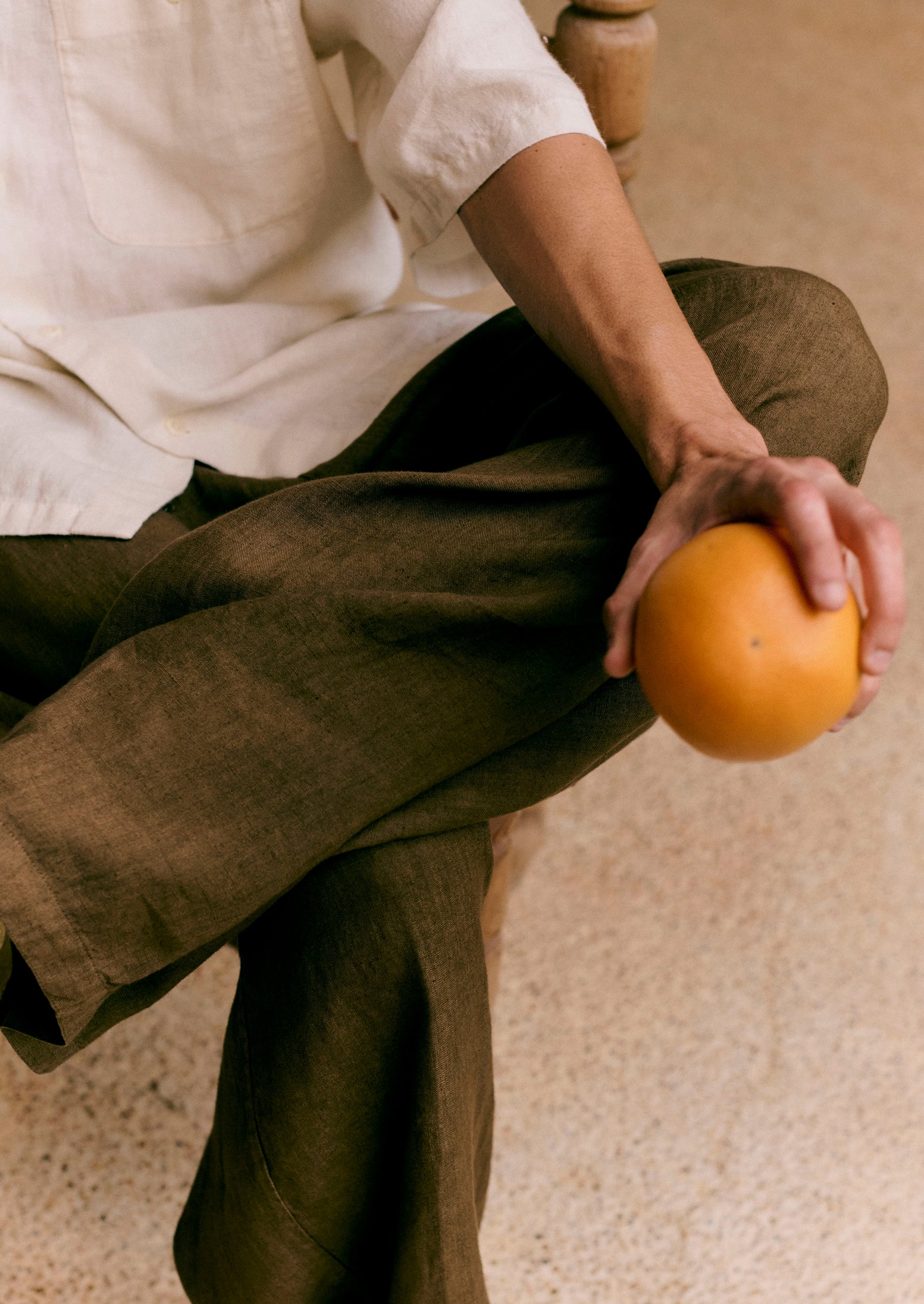 Pear Linen Drawstring Pants | Soft Garment-Dyed