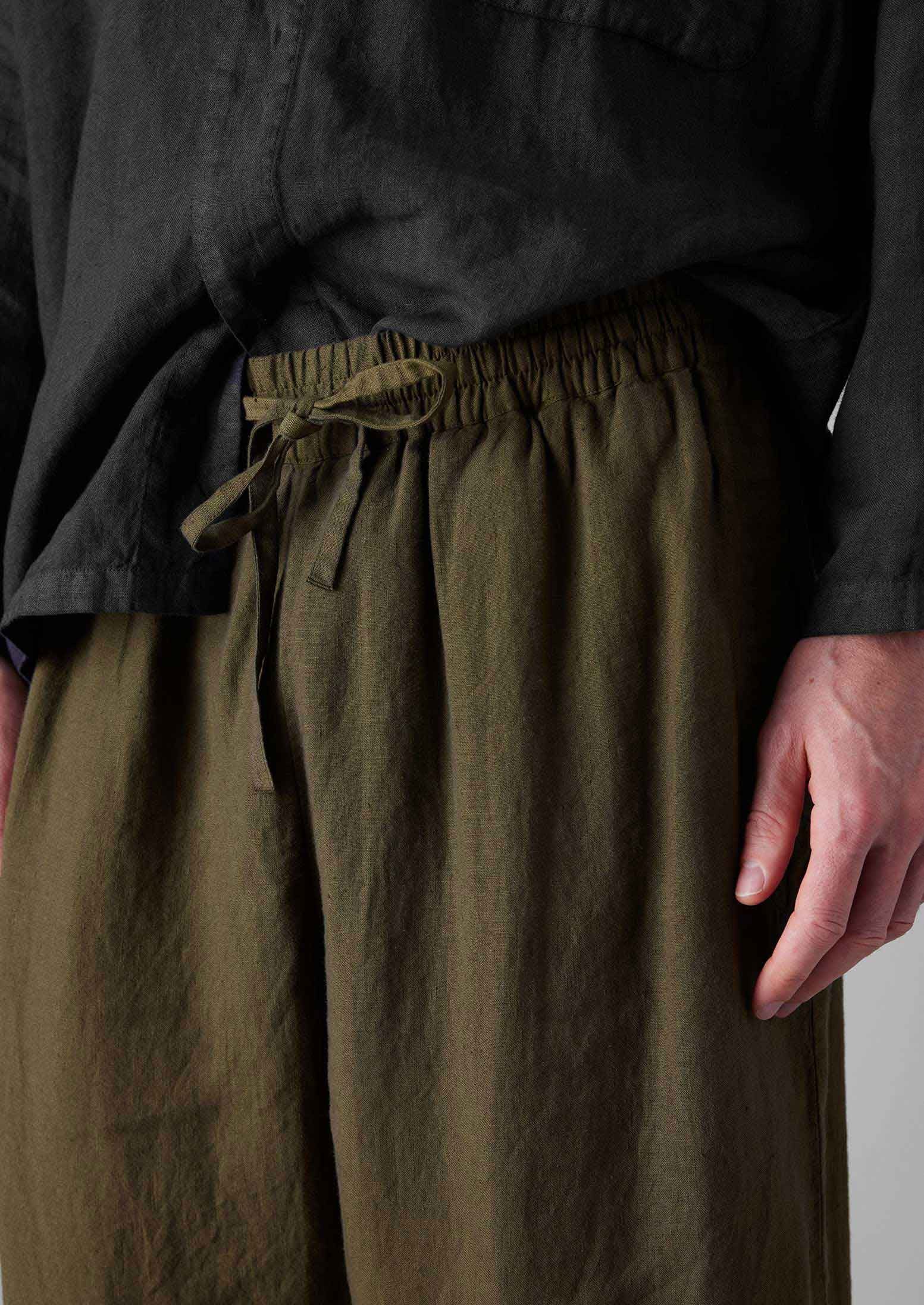Pear Linen Drawstring Pants | Soft Garment-Dyed