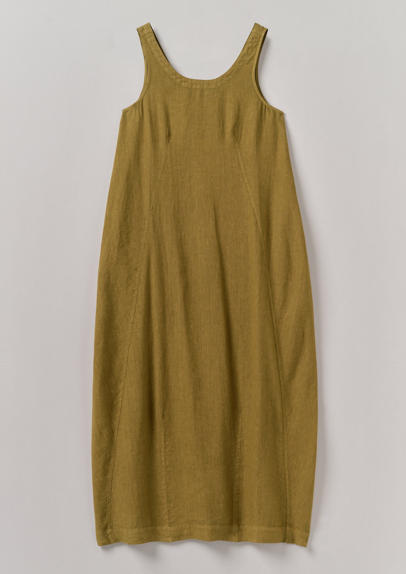 Durian Green Linen Dress – Soft Garment-Dyed Style