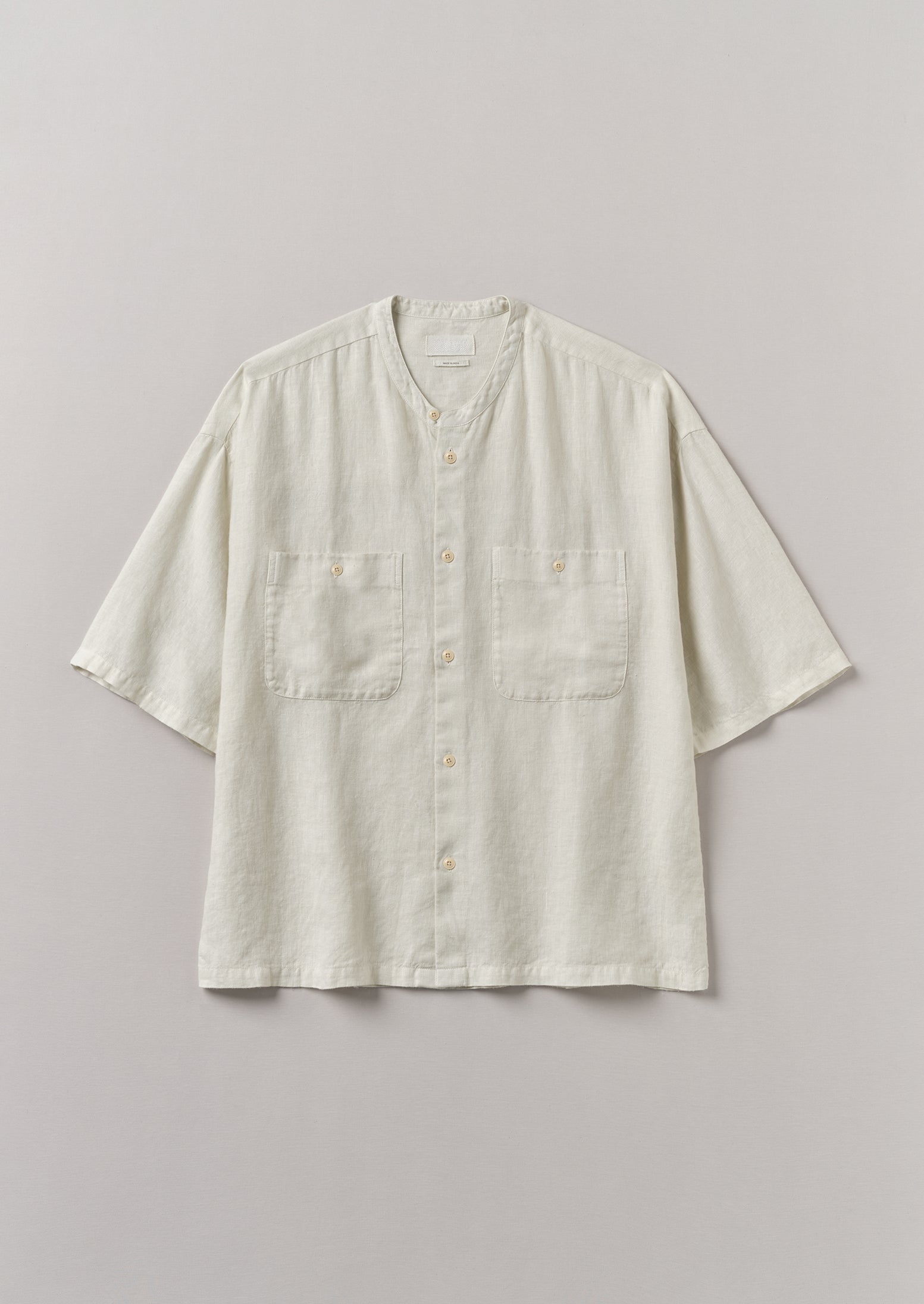 Oat Linen Grandad Collar Shirt – Garment Dyed