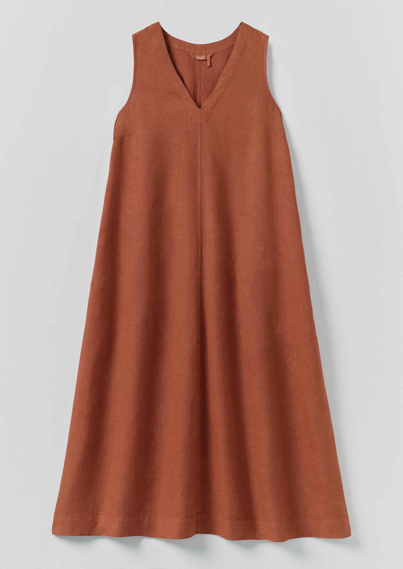 Burnt Sienna Linen Sleeveless Dress – Garment Dyed