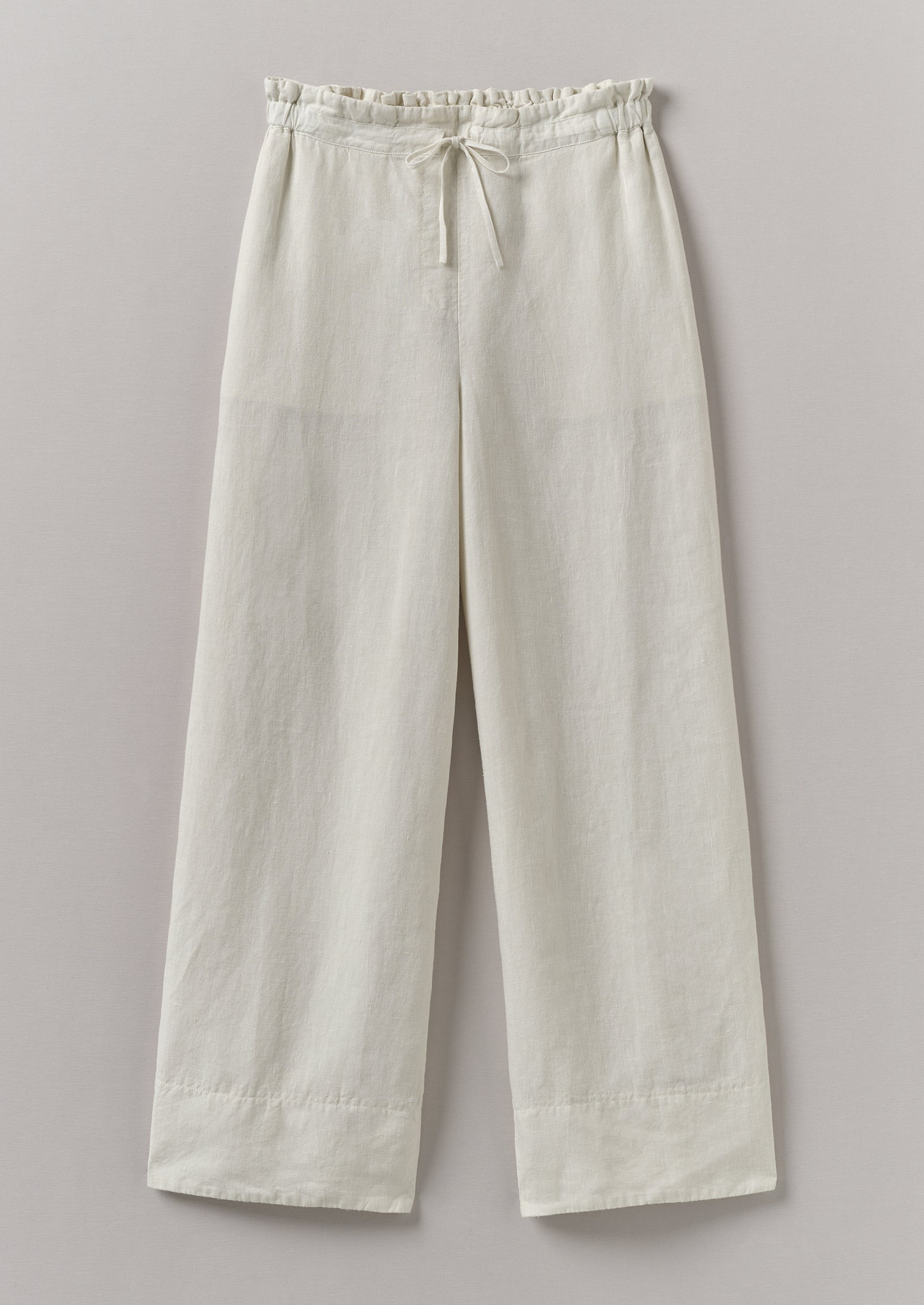 Oat Linen Wide-Leg Pants – Soft Garment-Dyed Style