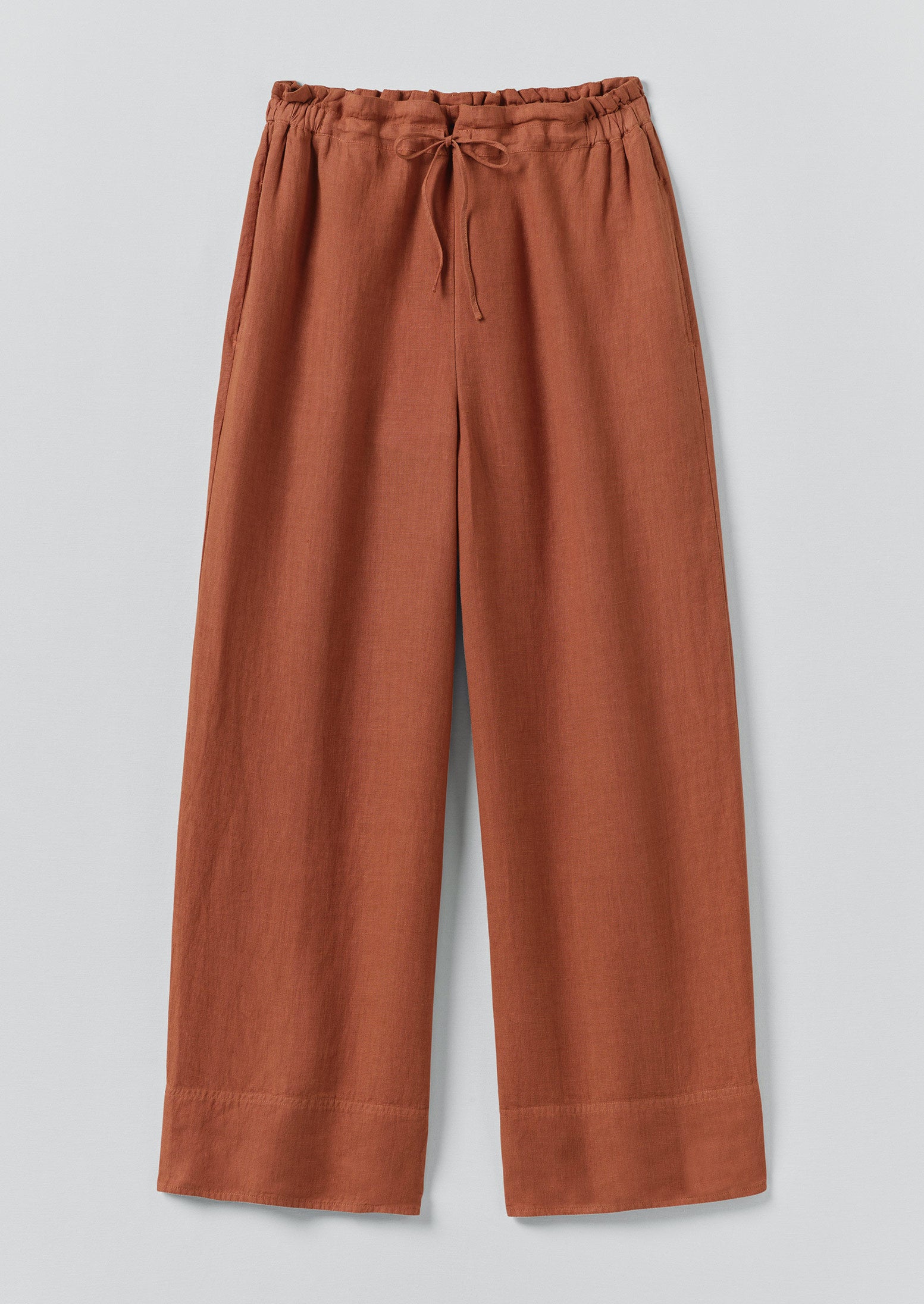 Burnt Sienna Linen Wide-Leg Pants