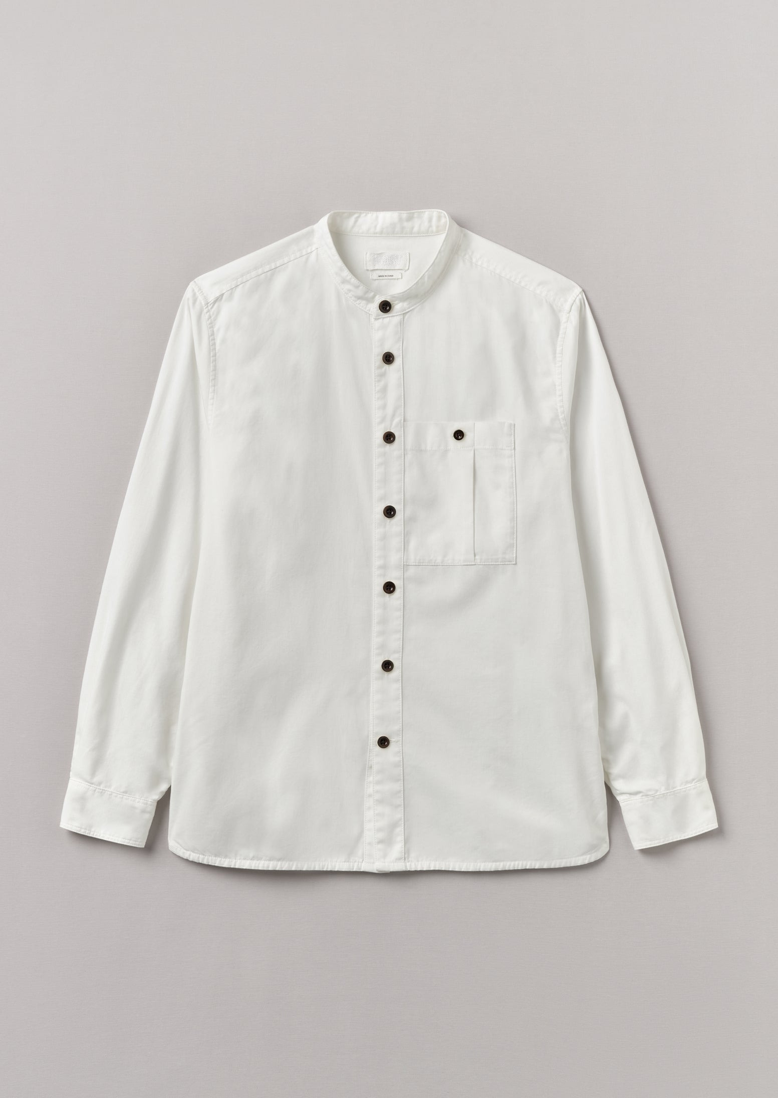 Chalk Grandad Collar Shirt – Garment Dyed Oxford