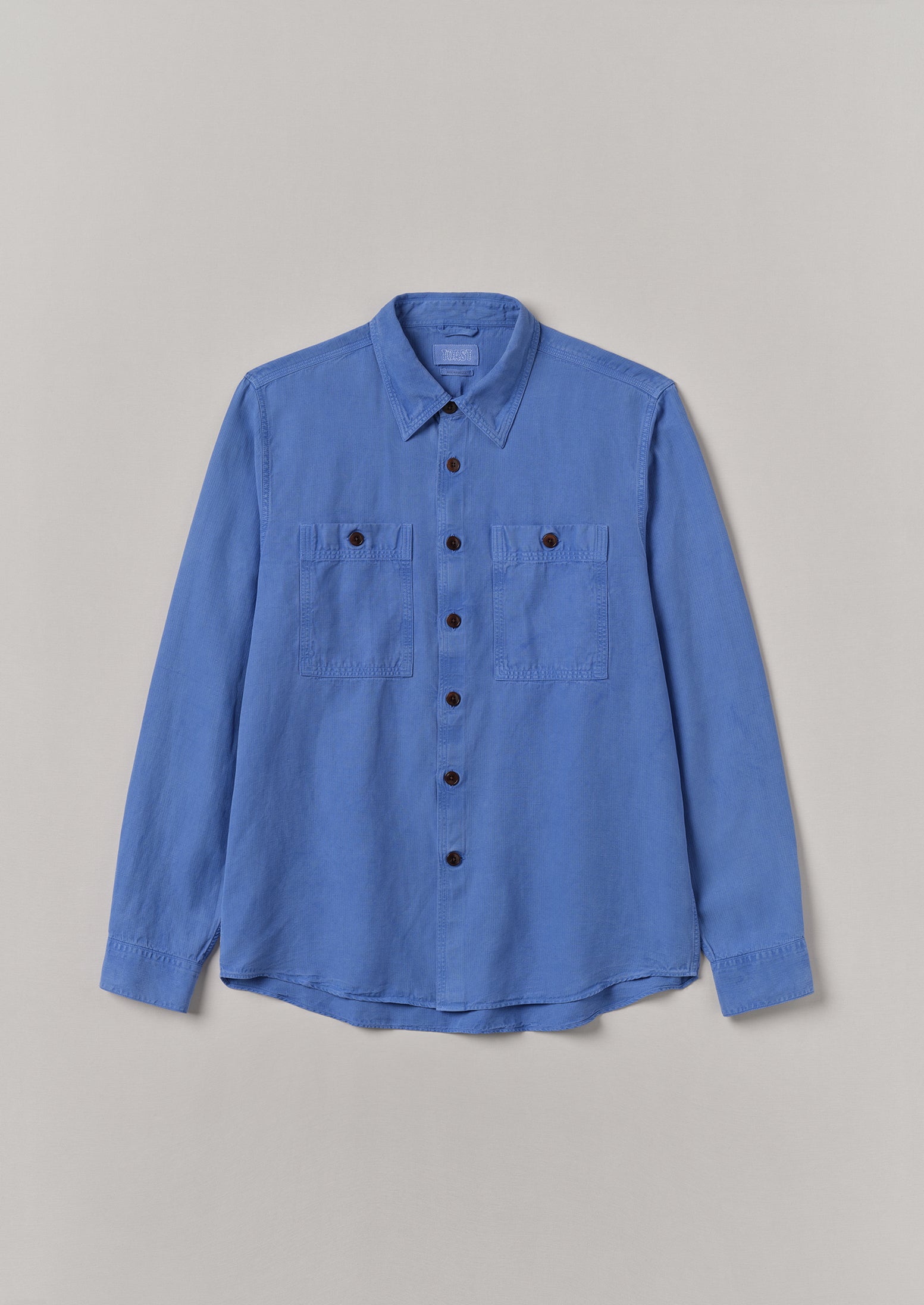 Baja Blue Garment-Dyed Shirt with Patch Pocket