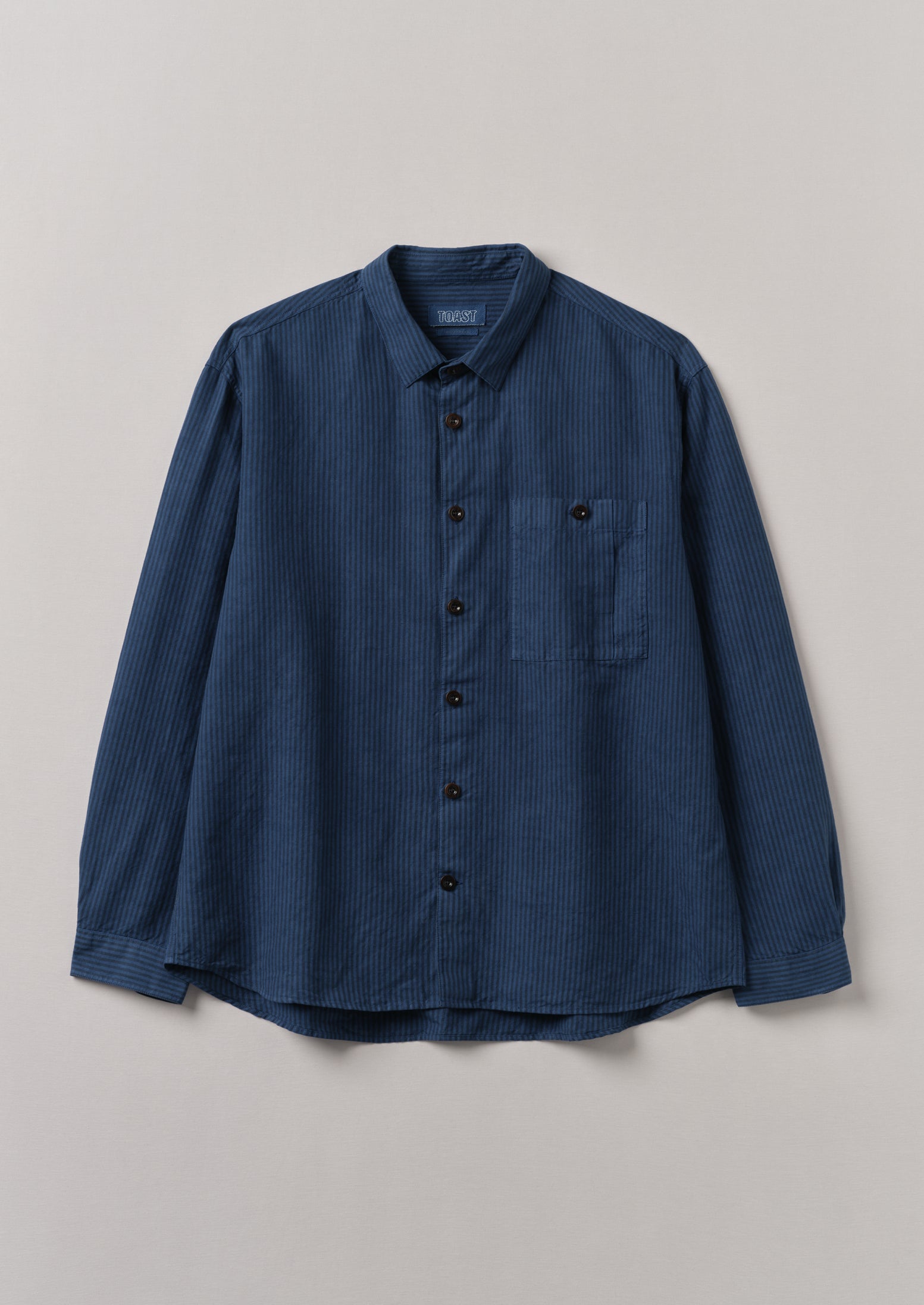 Engineer Blue Garment-Dyed Stripe Work Shirt
