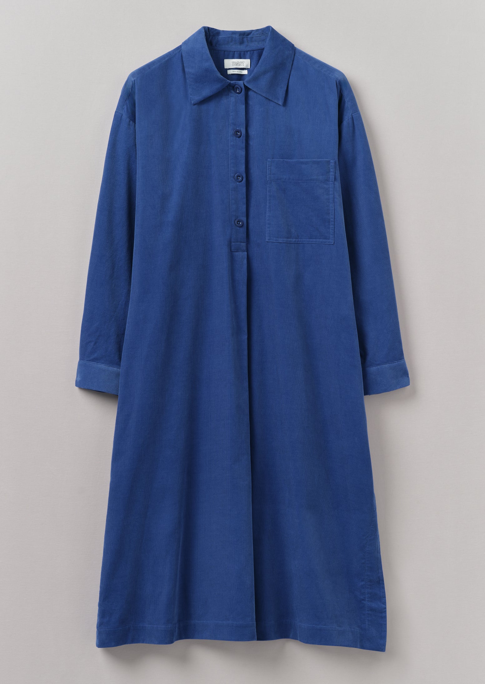 French Blue Organic Needlecord Shirt Dress