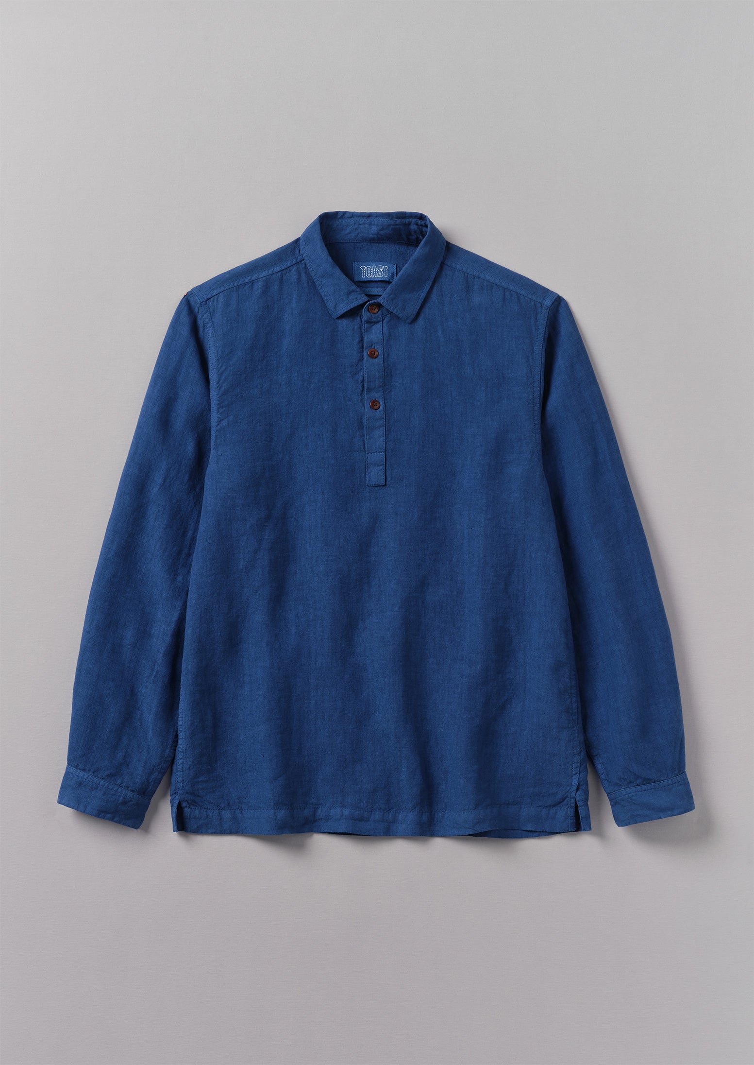 Cobalt Blue Half Placket Linen Shirt