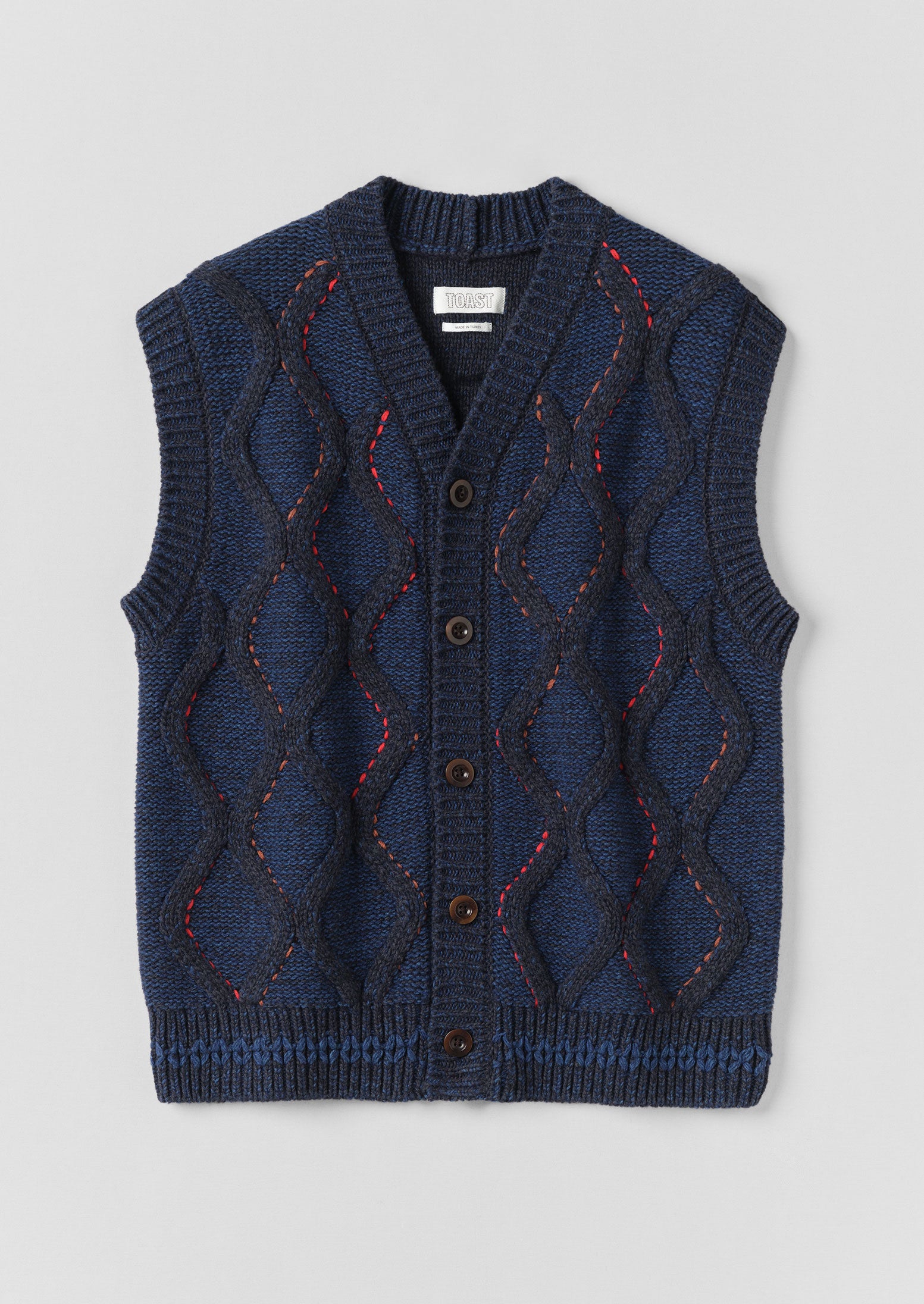 Blue Multi Embellished Button-Down Tank Top