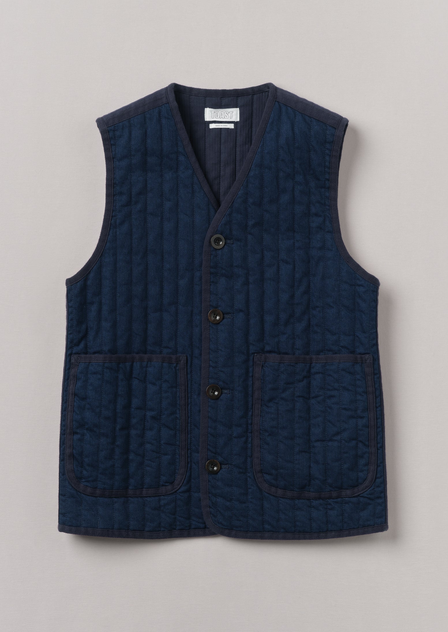Indigo Cotton Padded Vest for Men