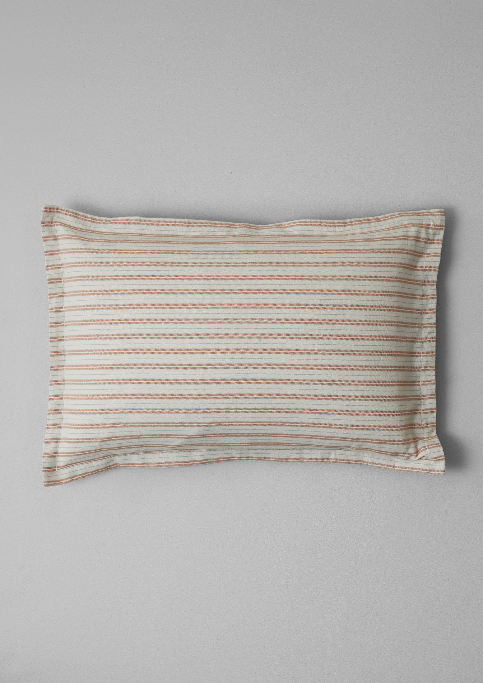 Soft Blue & Apricot Flannel Oxford Pillowcase Set