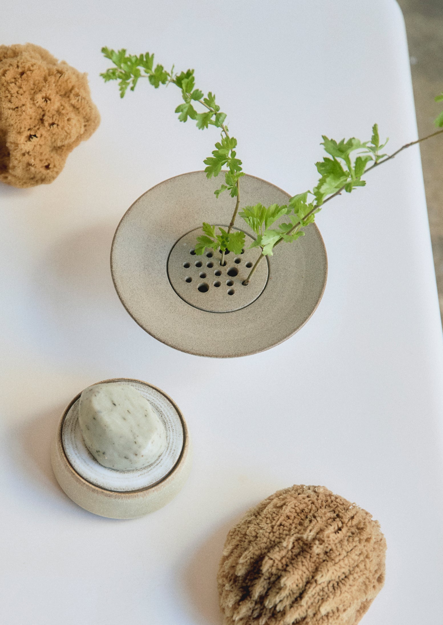 Speckled Grey Ikebana Vase by Laerke Moller Hansen