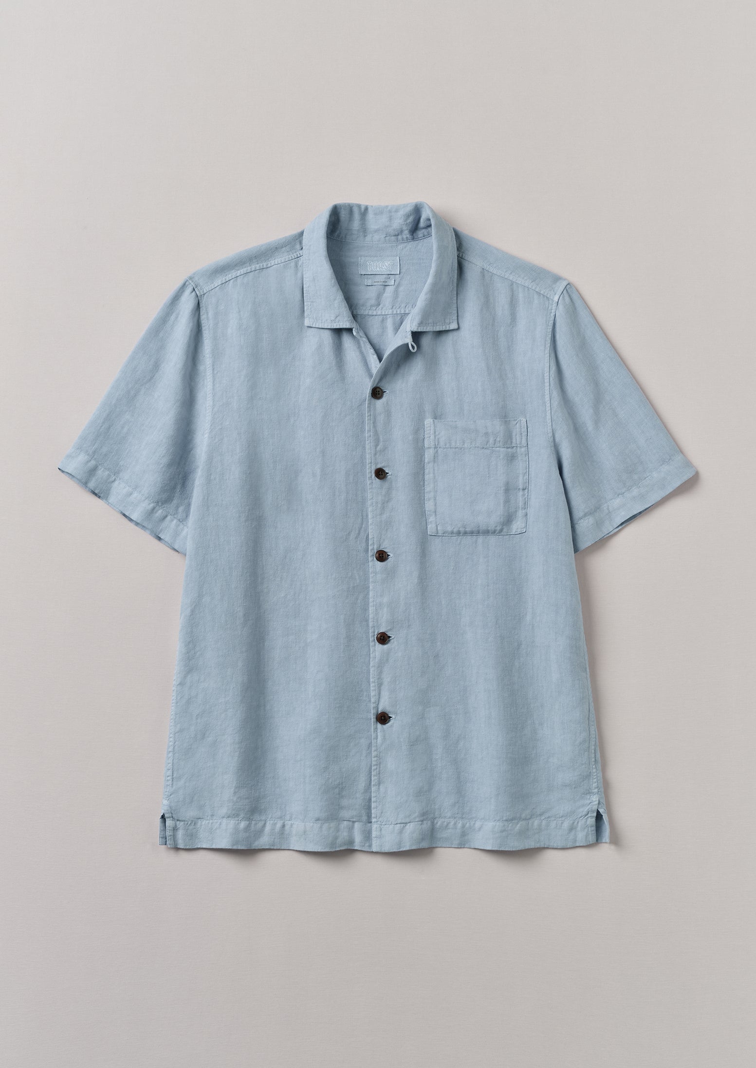 Dove Blue Linen Short Sleeve Shirt