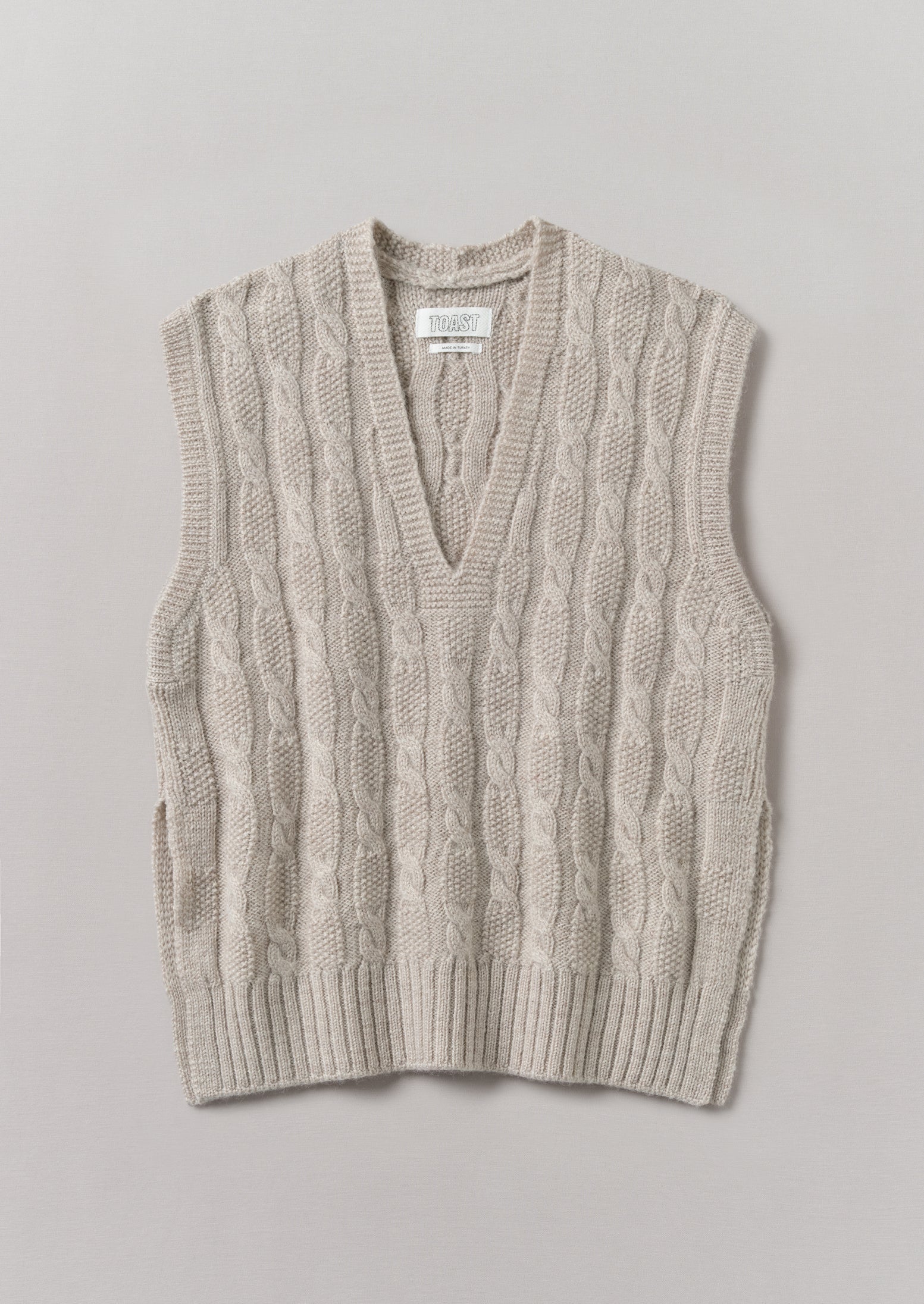 Ecru Moss Stitch Cable Knit Tank Top