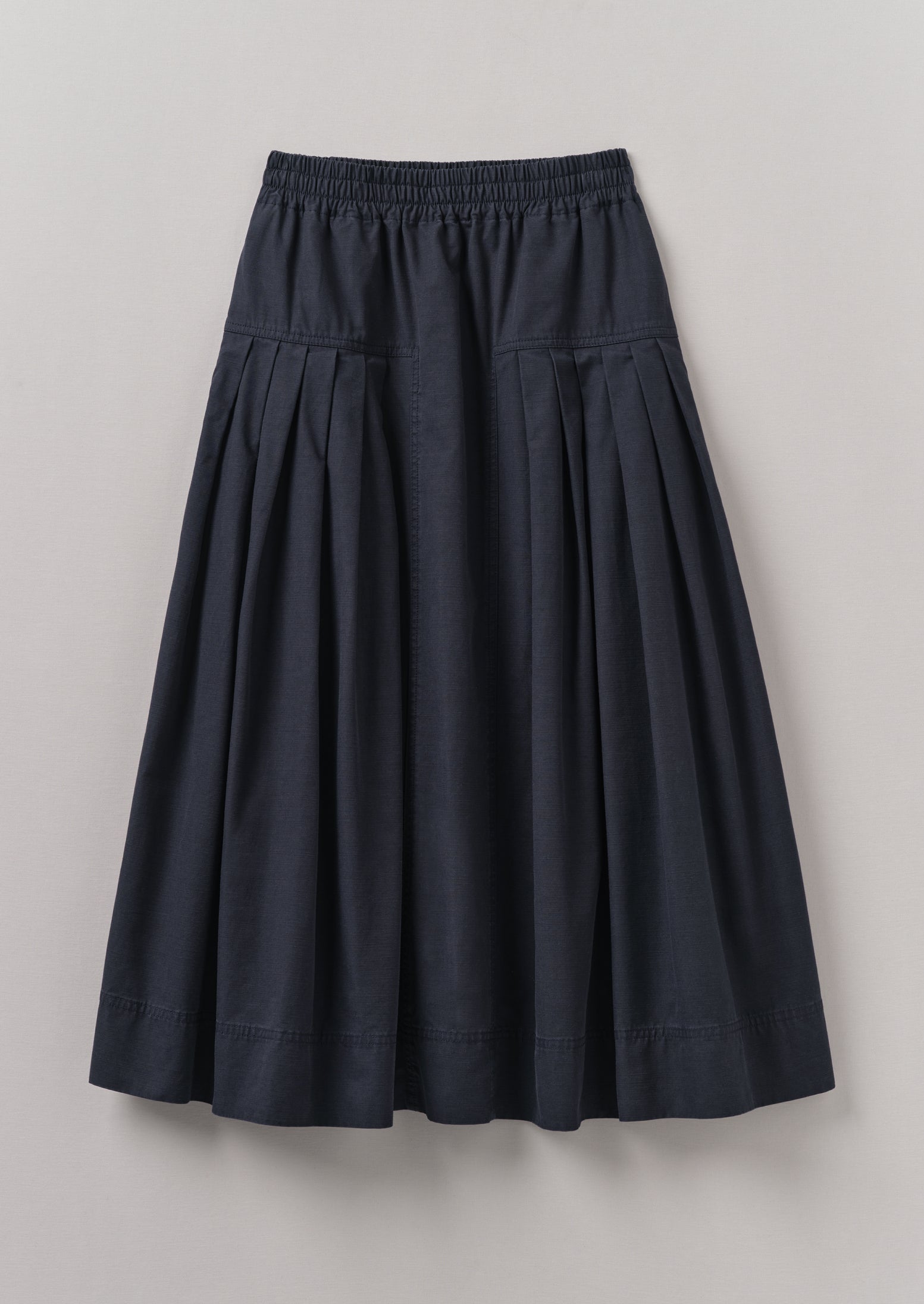 Navy Organic Cotton Pleated Skirt