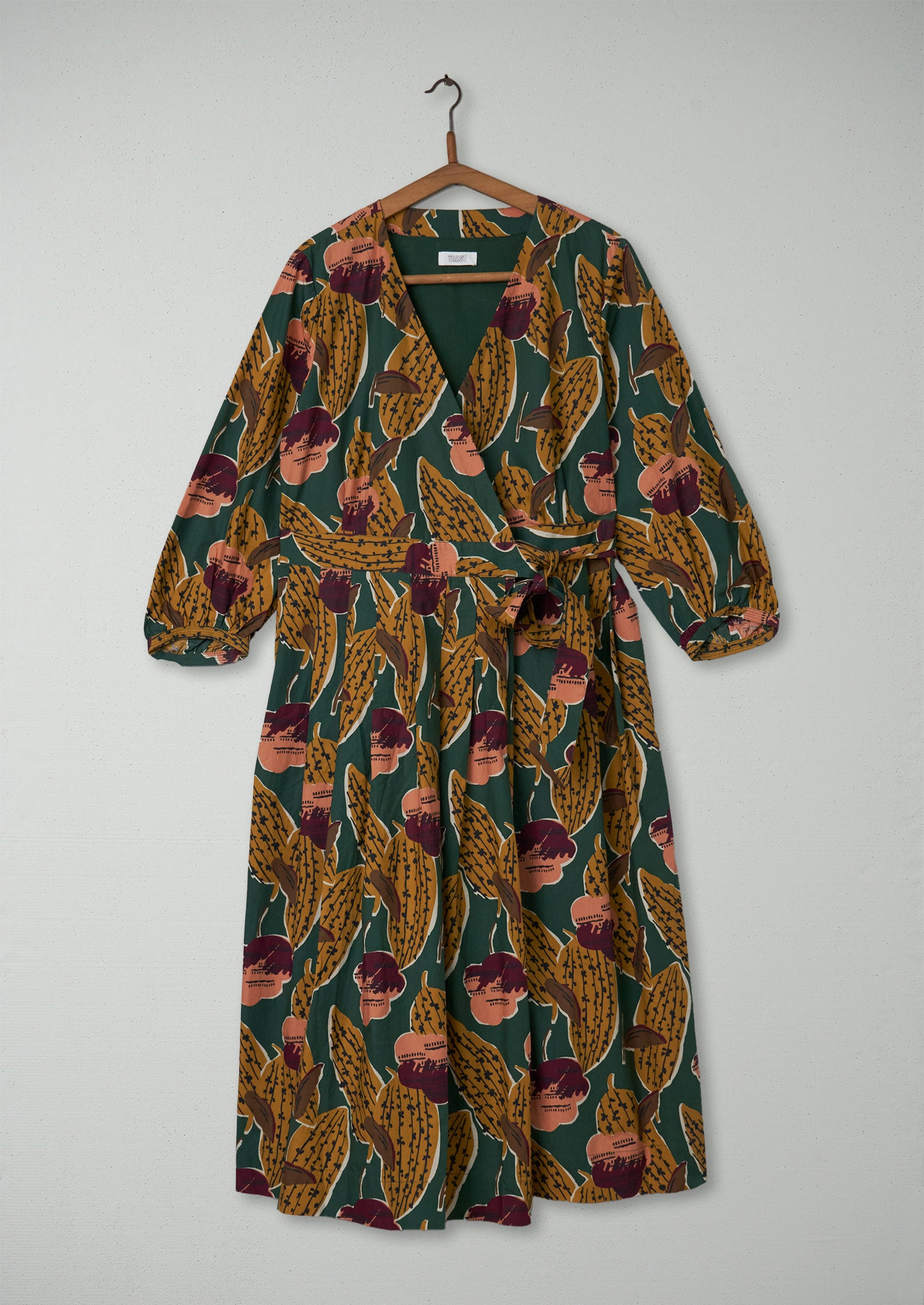 Green Coco Leaf Print Wrap Dress - Size 16 (94)