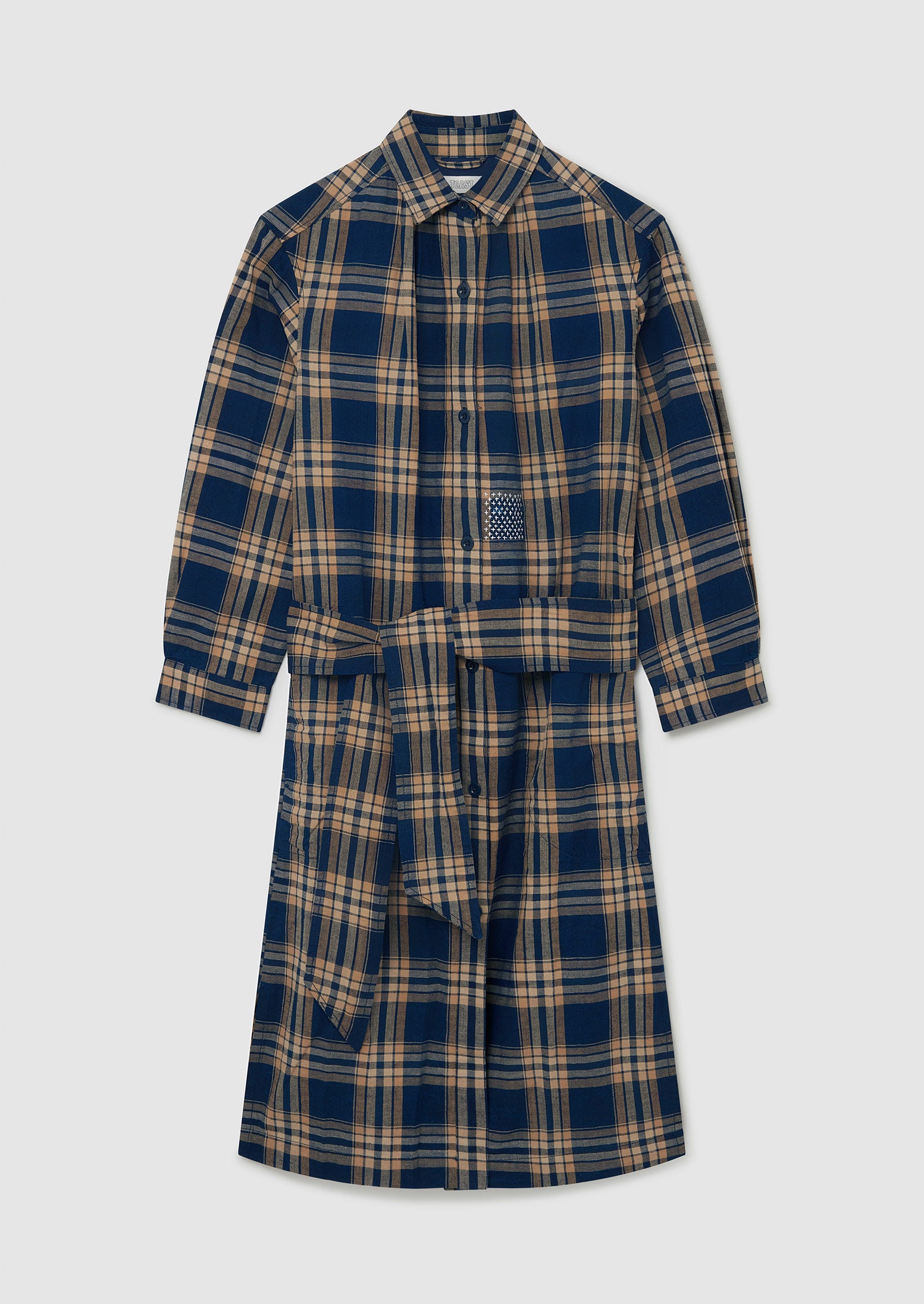 Indigo Check Shirt Dress - Size 8
