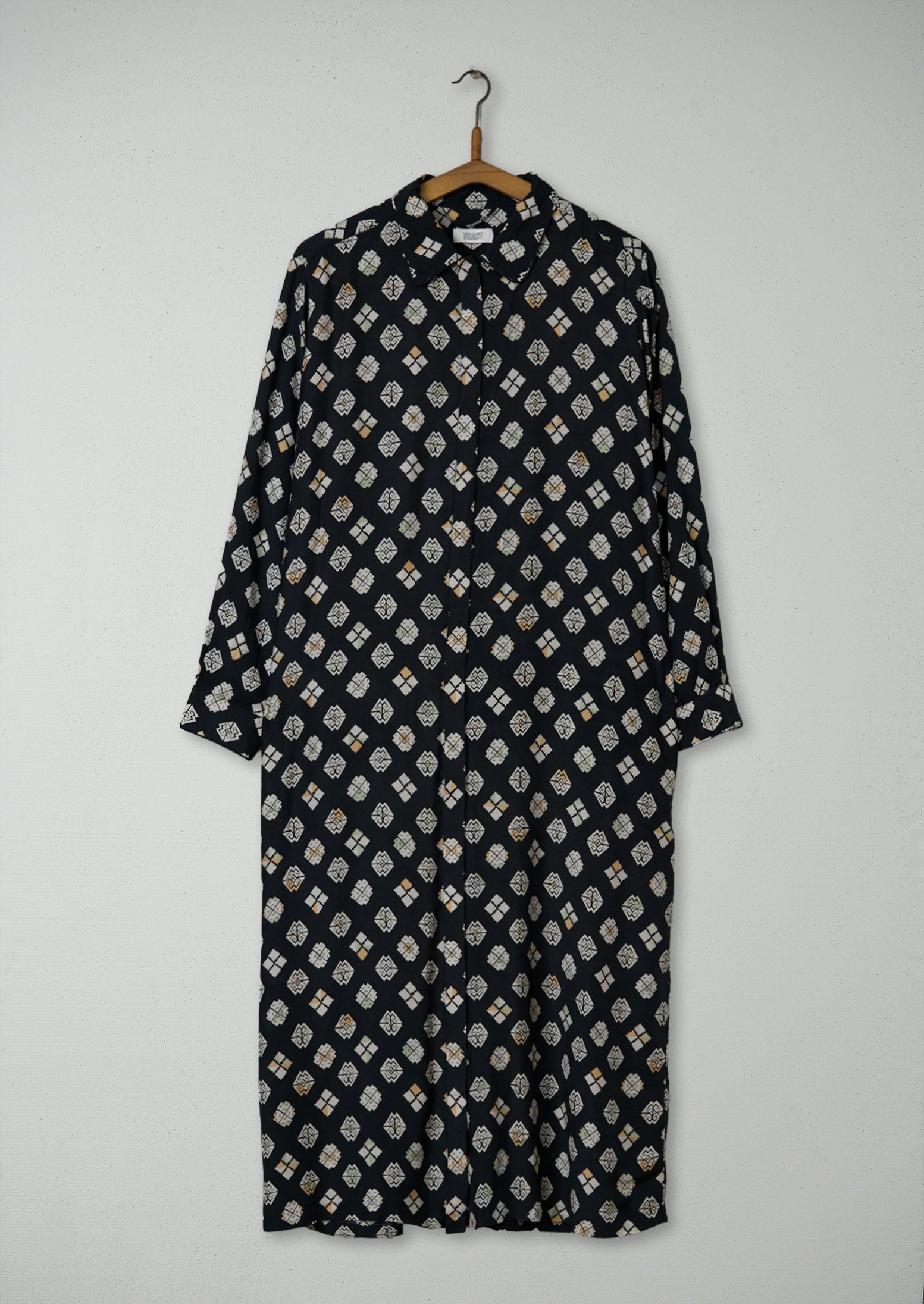 Reworn Ailao Print Shirt Dress - Size 12, Multi