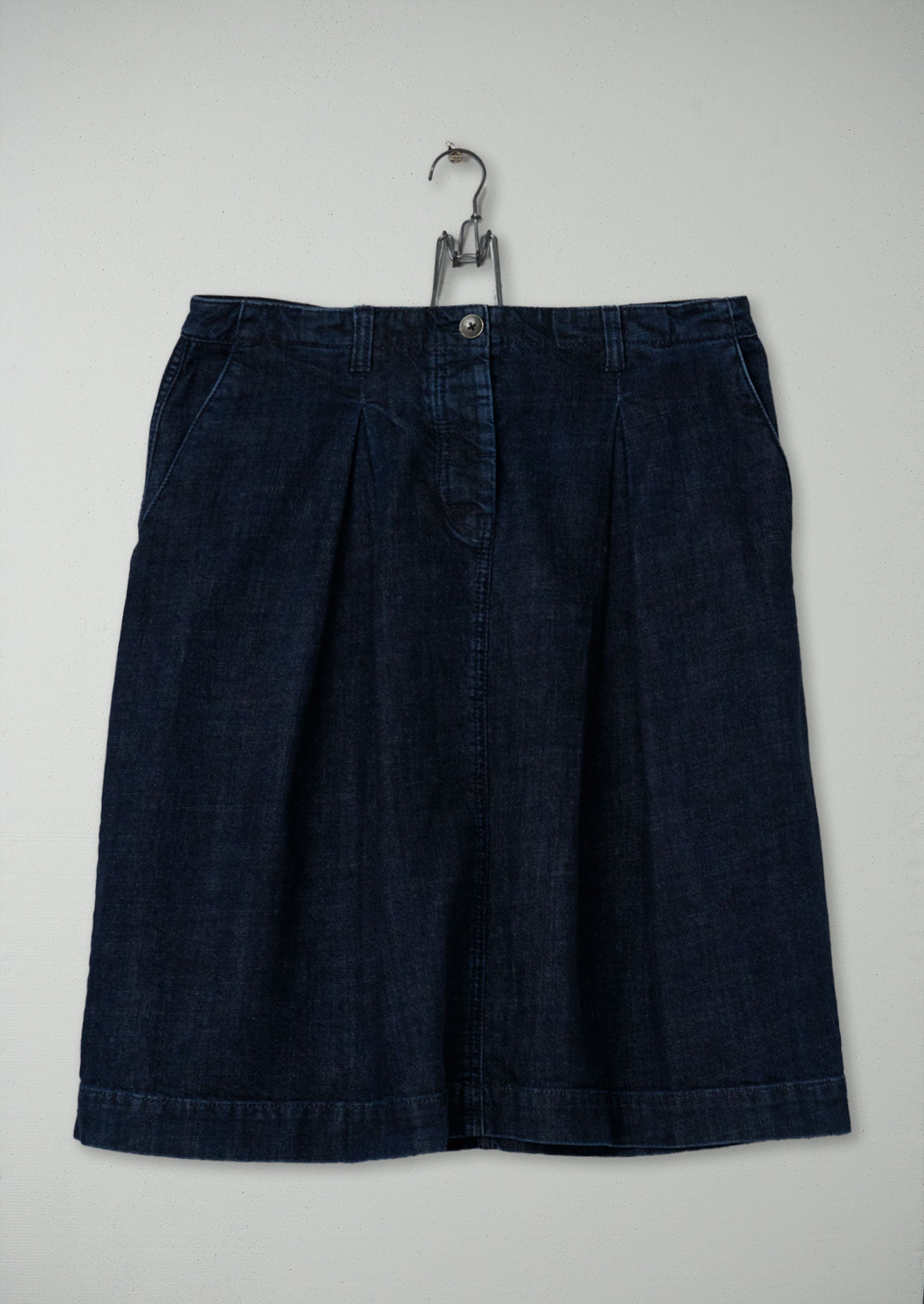 Reworn Indigo Pleated Denim Skirt - Size 14