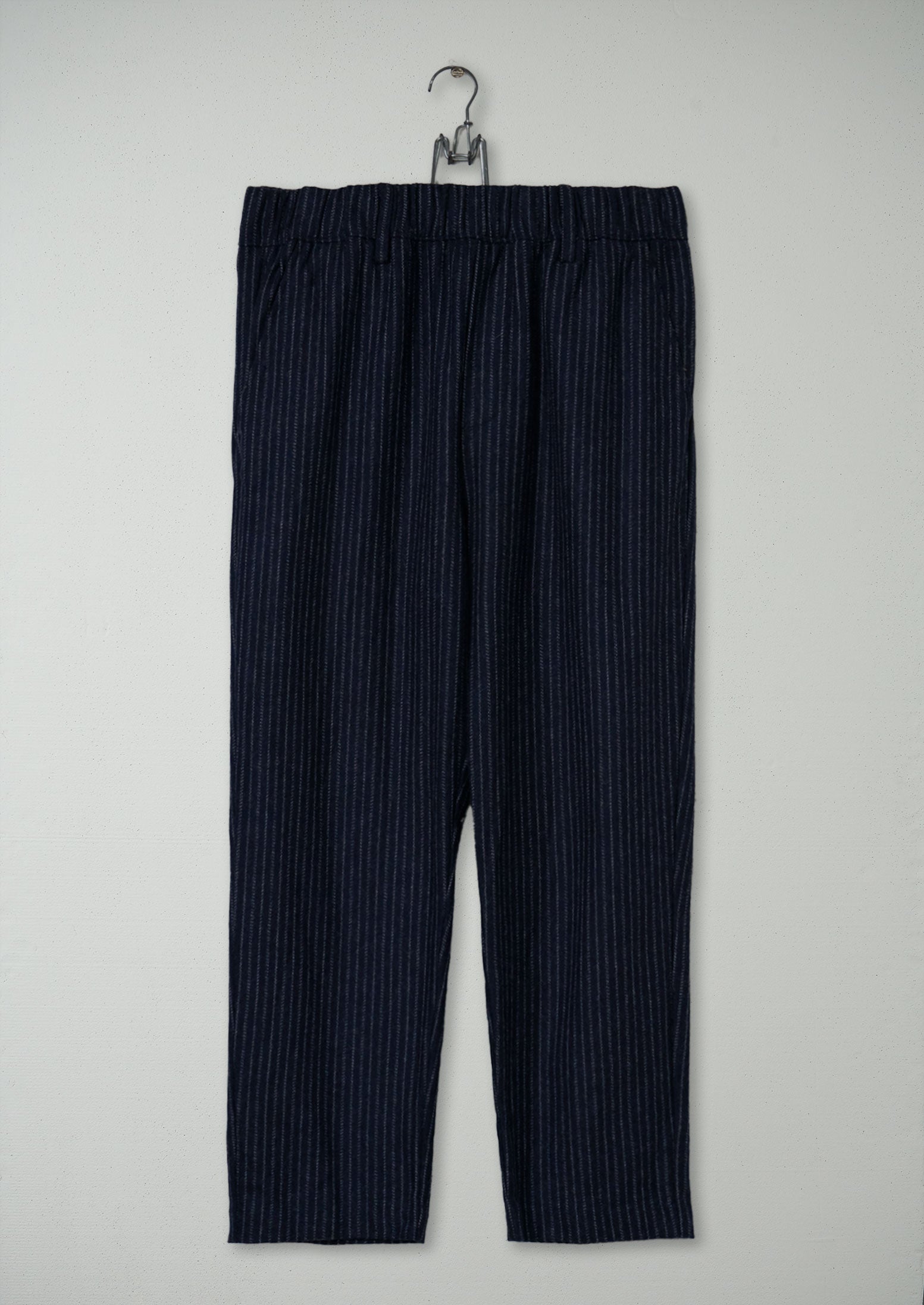 Navy Wool Cashmere Pinstripe Trousers - Size 12