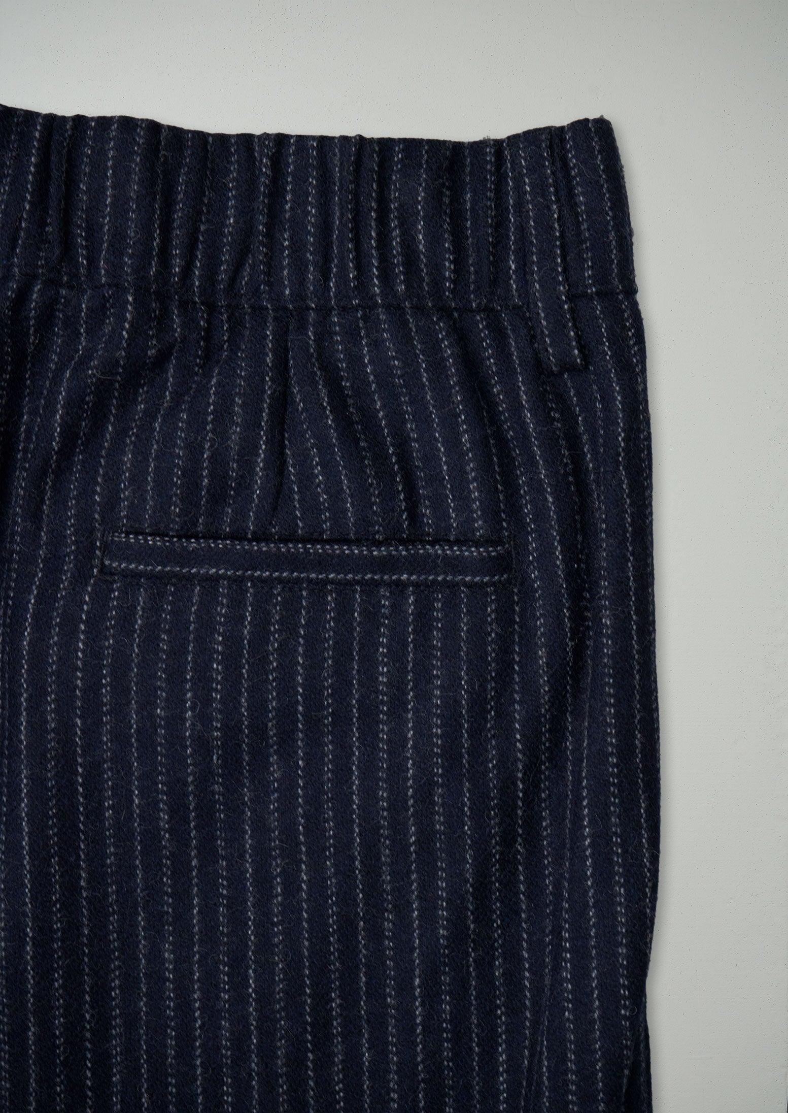 Navy Wool Cashmere Pinstripe Trousers - Size 12