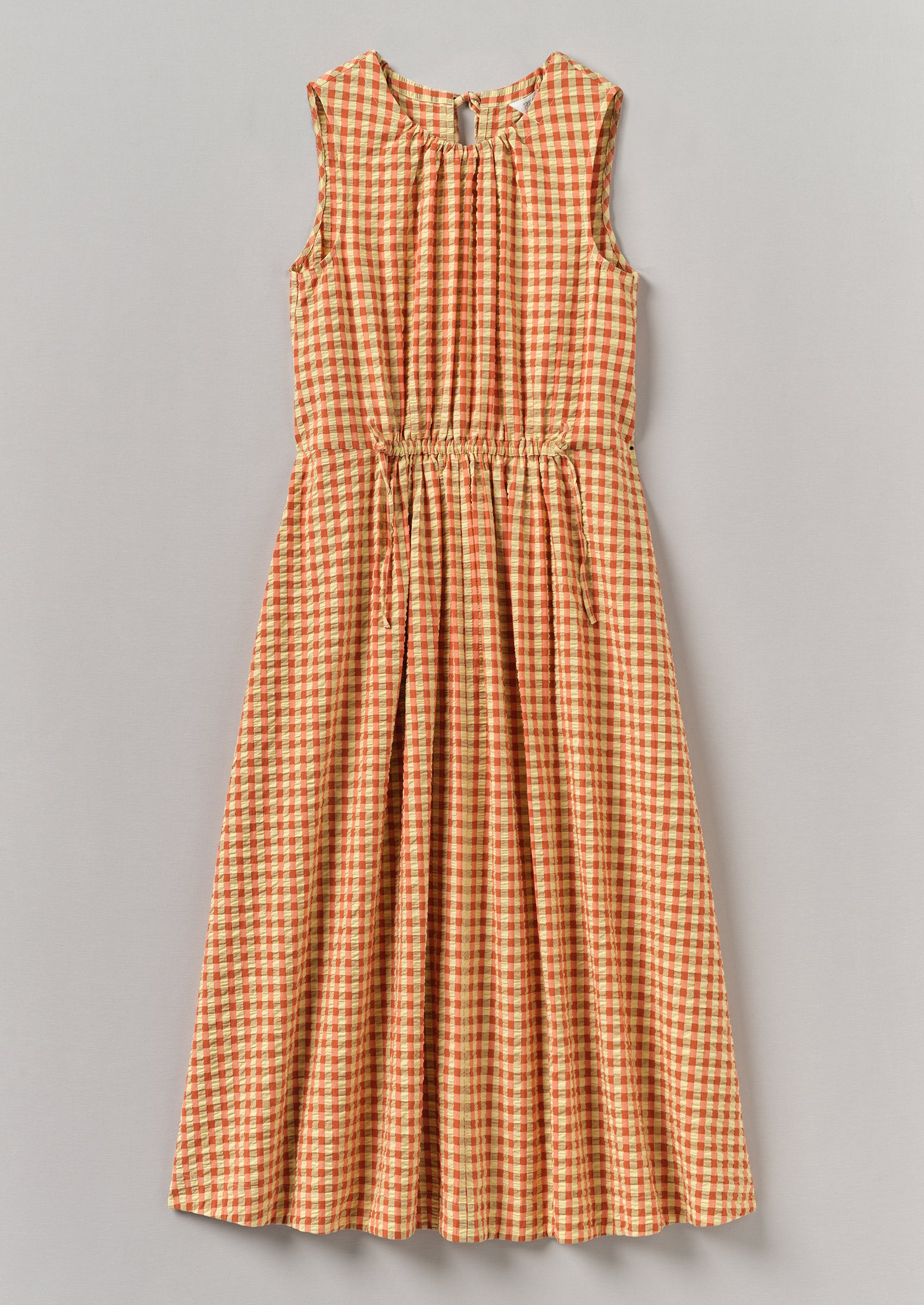 Yellow & Orange Seersucker Gingham Cotton Dress