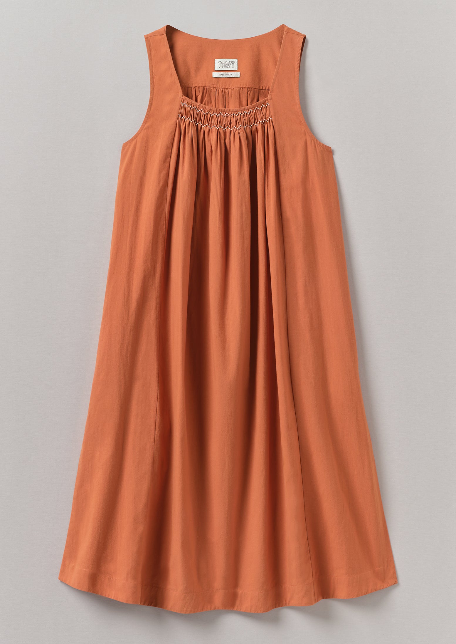Coral Smocked Cotton Nightdress – Soft & Breathable