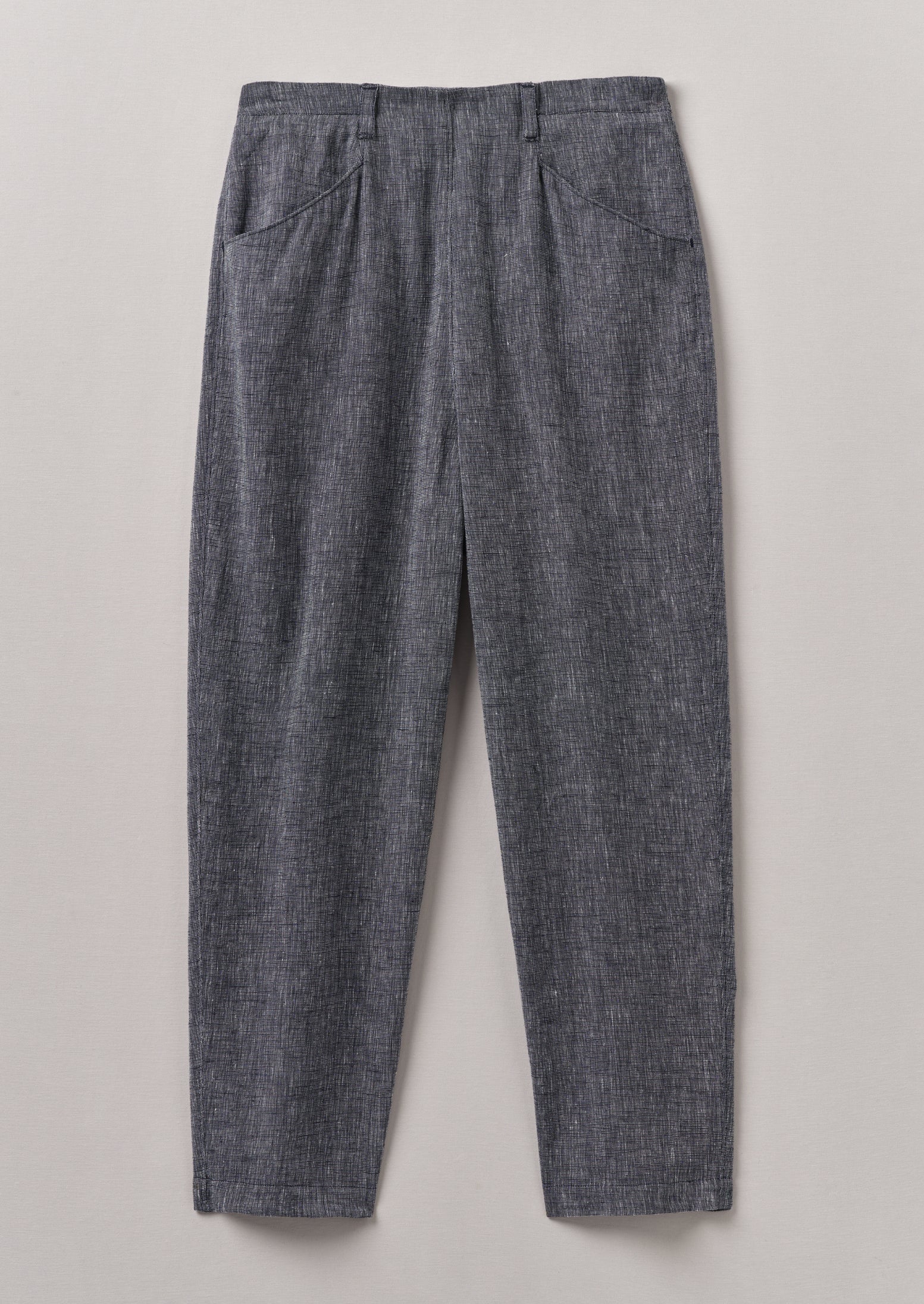 Blue Melange Alix Linen-Cotton Trousers