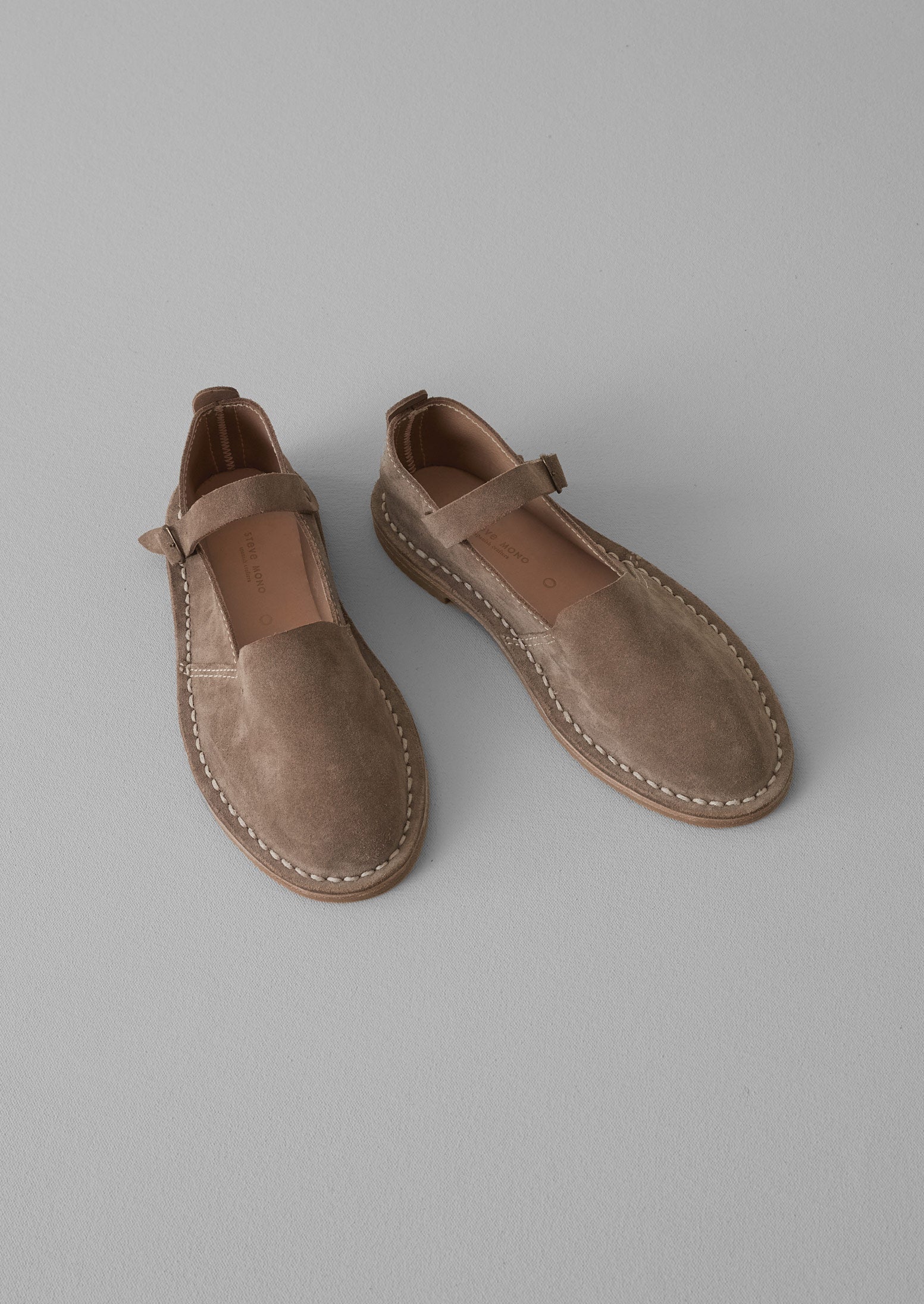Steve Mono Suede Buckle Shoes in Taupe