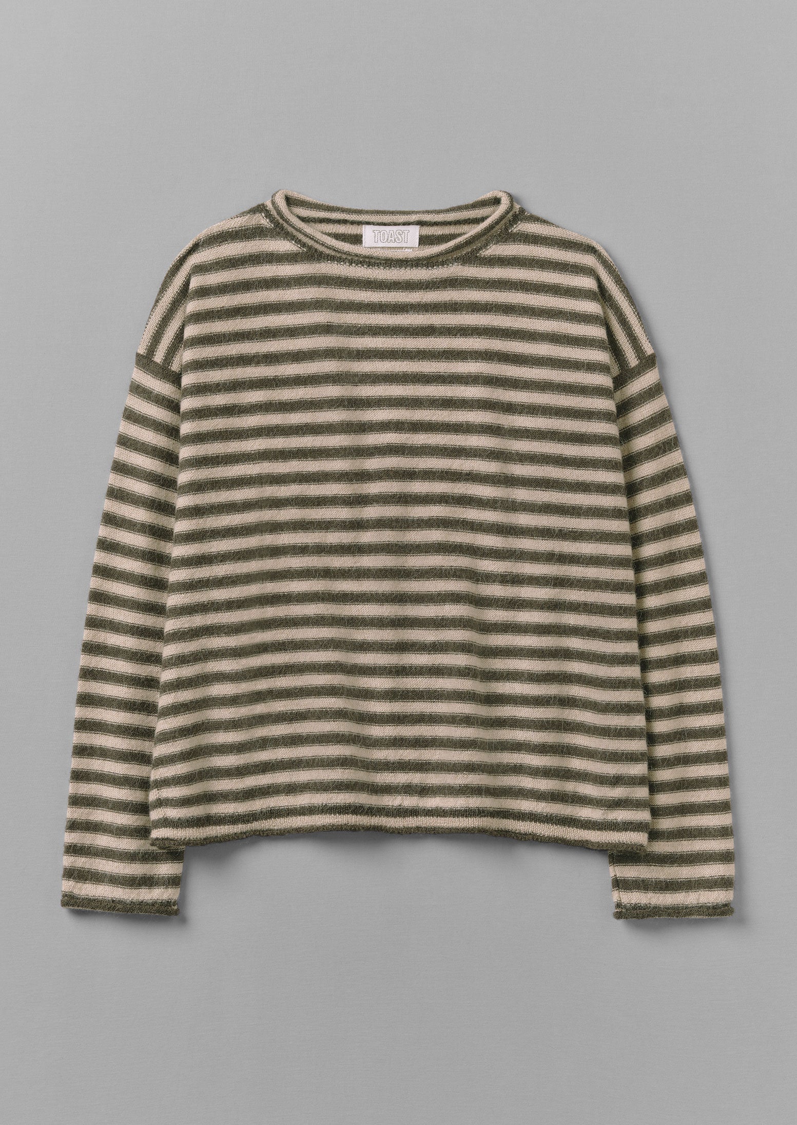Alpaca Wool Crewneck Sweater in Oatmeal & Olive